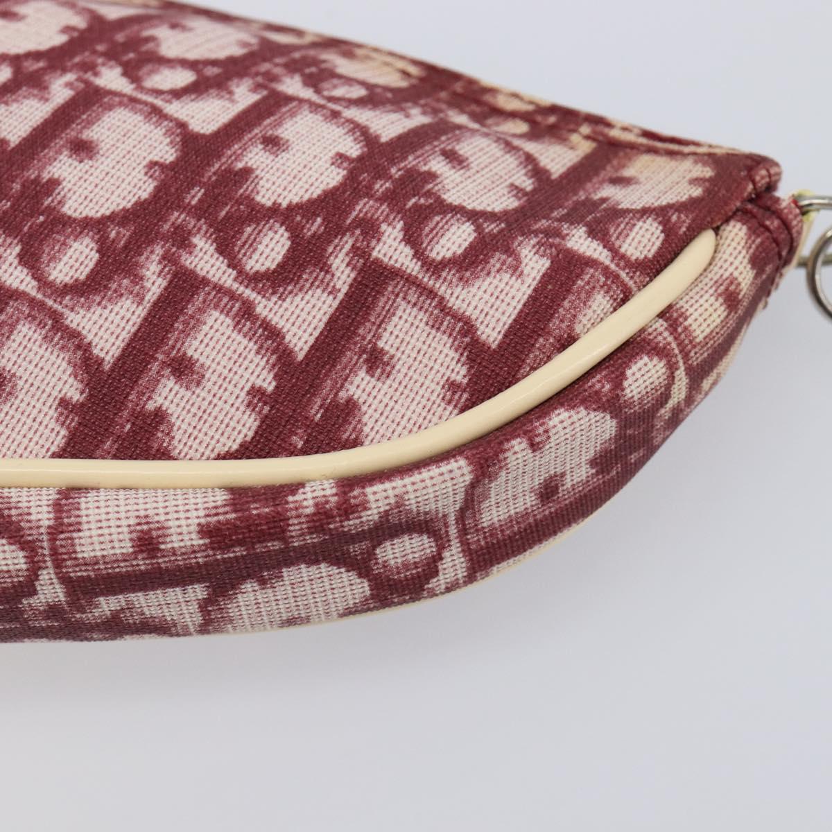 Christian Dior Trotter Canvas Saddle Pouch PVC Red Silver Auth 208809V