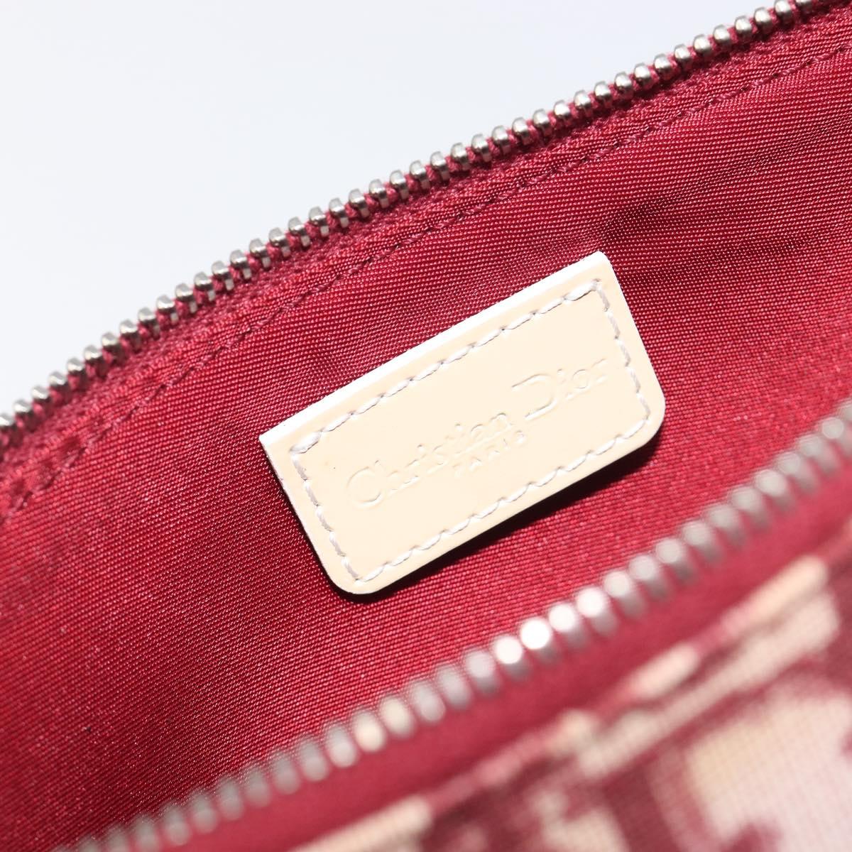 Christian Dior Trotter Canvas Saddle Pouch PVC Red Silver Auth 208809V