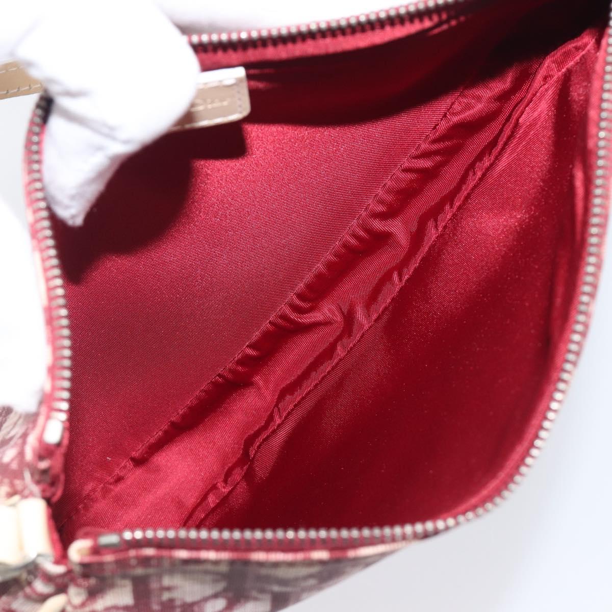 Christian Dior Trotter Canvas Saddle Pouch PVC Red Silver Auth 208809V