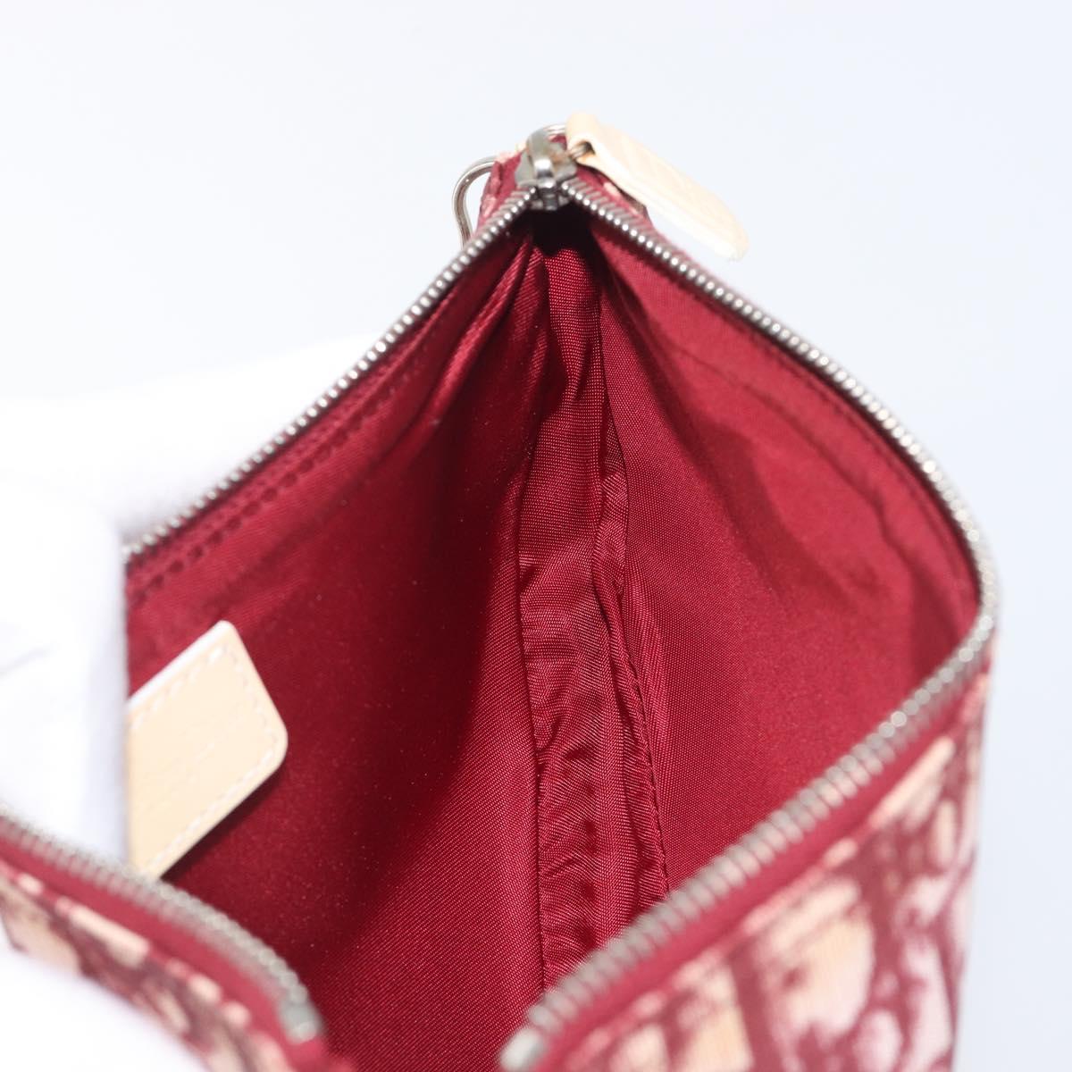 Christian Dior Trotter Canvas Saddle Pouch PVC Red Silver Auth 208809V
