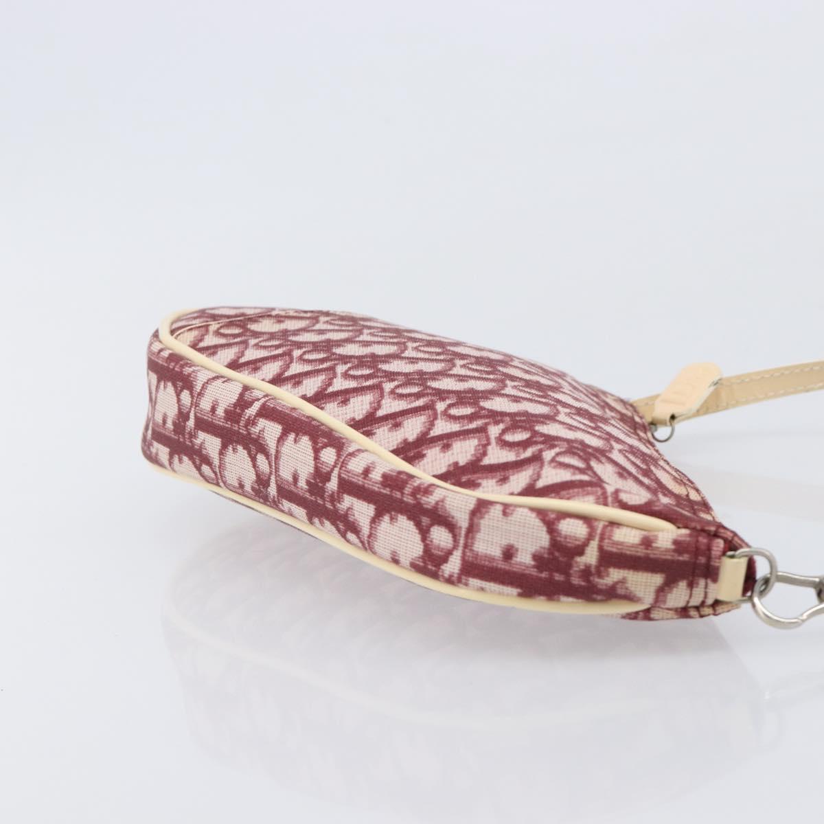 Christian Dior Trotter Canvas Saddle Pouch PVC Red Silver Auth 208809V