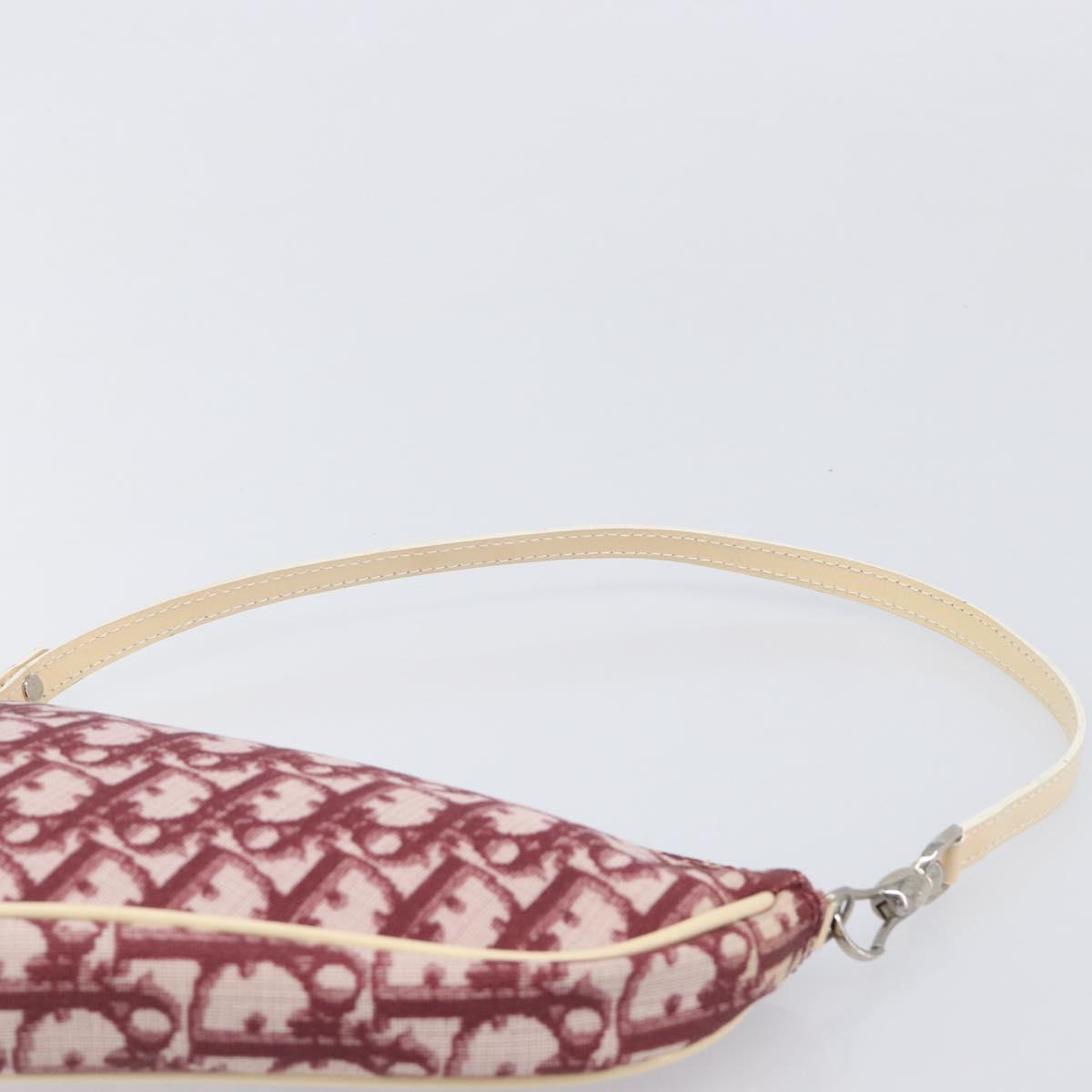 Christian Dior Trotter Canvas Saddle Pouch PVC Red Silver Auth 208809V