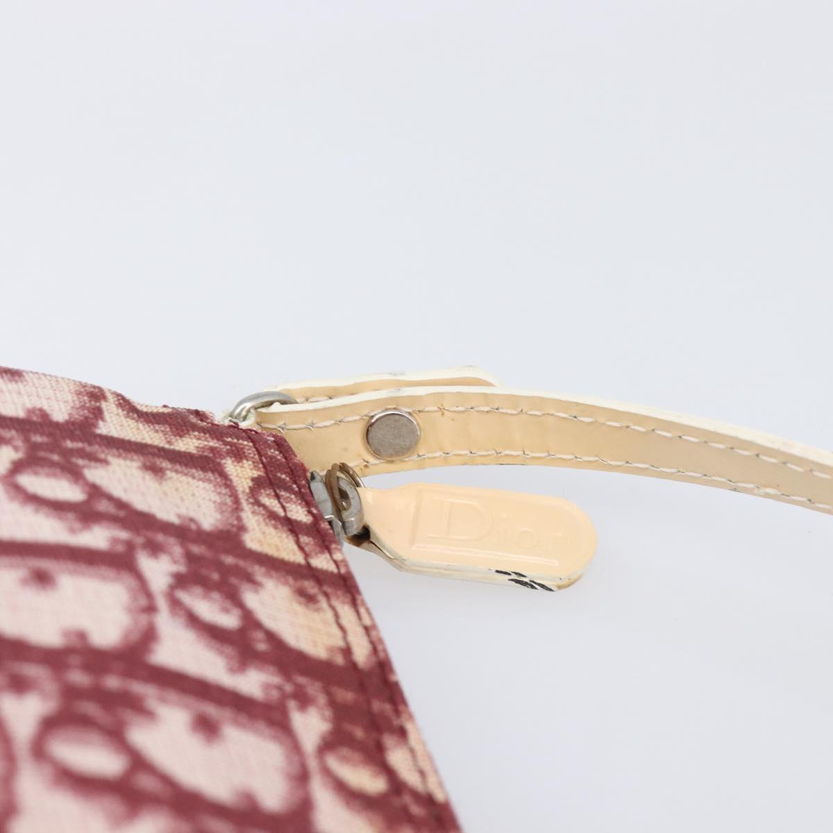 Christian Dior Trotter Canvas Saddle Pouch PVC Red Silver Auth 208809V