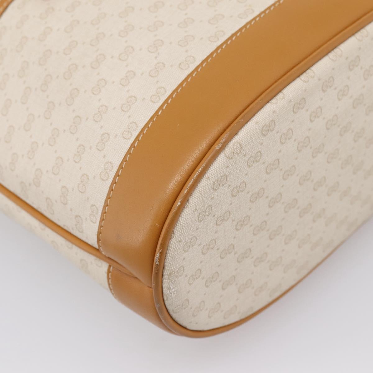GUCCI Micro GG Supreme Shoulder Bag PVC White Gold Auth 208815