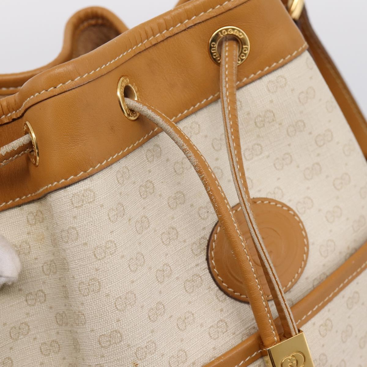 GUCCI Micro GG Supreme Shoulder Bag PVC White Gold Auth 208815