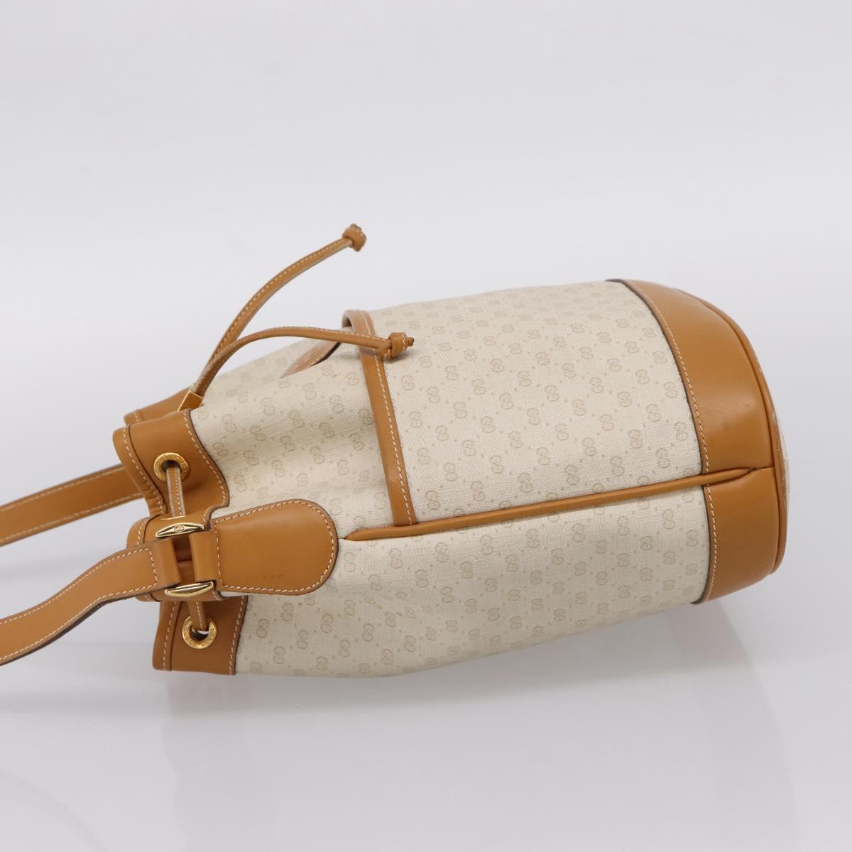 GUCCI Micro GG Supreme Shoulder Bag PVC White Gold Auth 208815