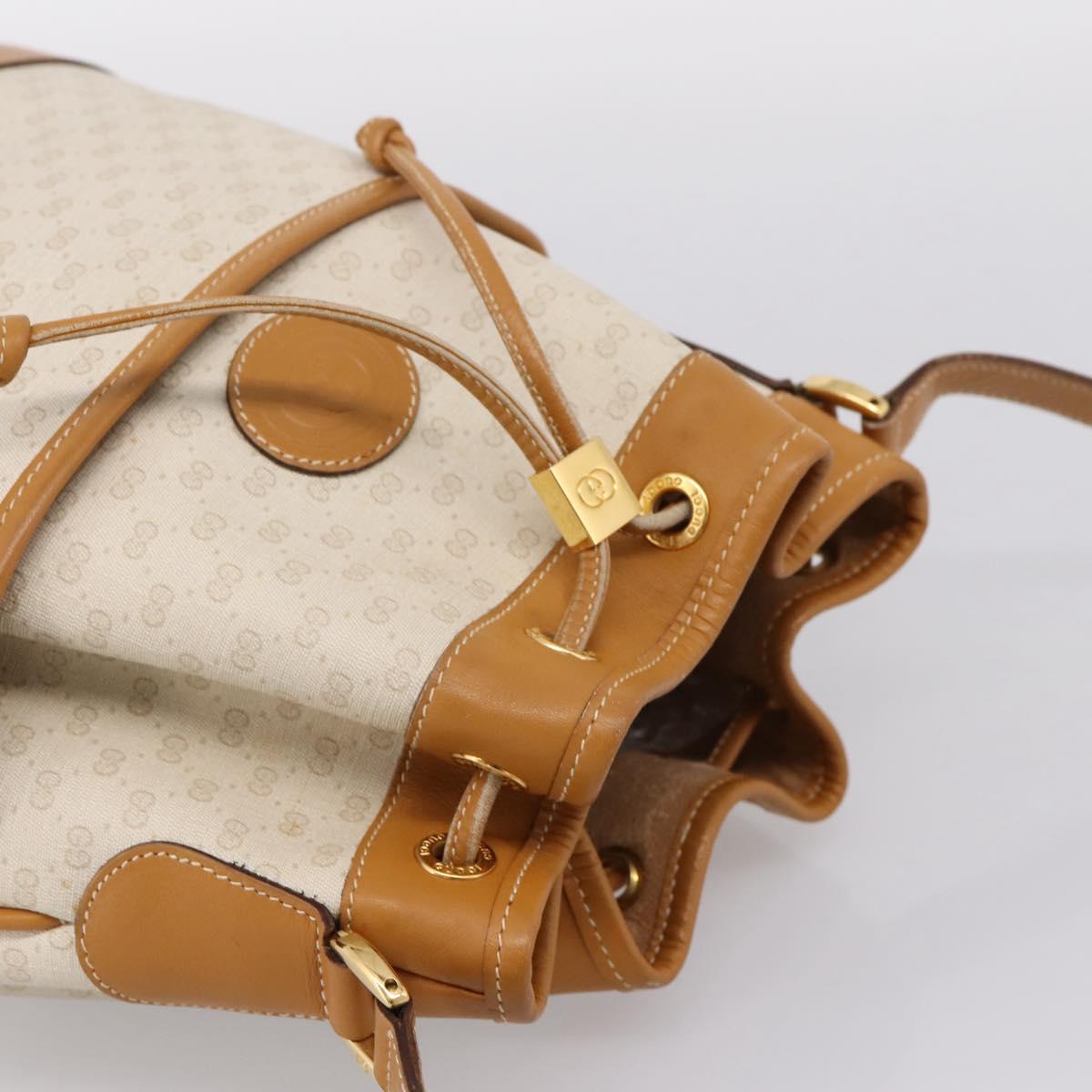 GUCCI Micro GG Supreme Shoulder Bag PVC White Gold Auth 208815