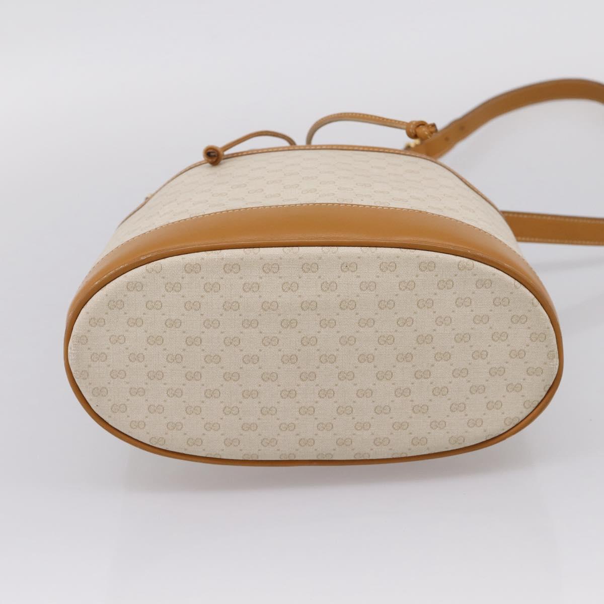 GUCCI Micro GG Supreme Shoulder Bag PVC White Gold Auth 208815