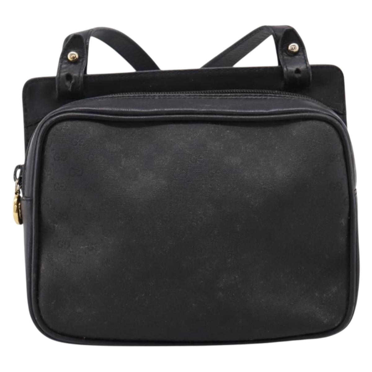 GUCCI Micro GG Supreme Shoulder Bag PVC Black Gold 007 23 0114 Auth 208817