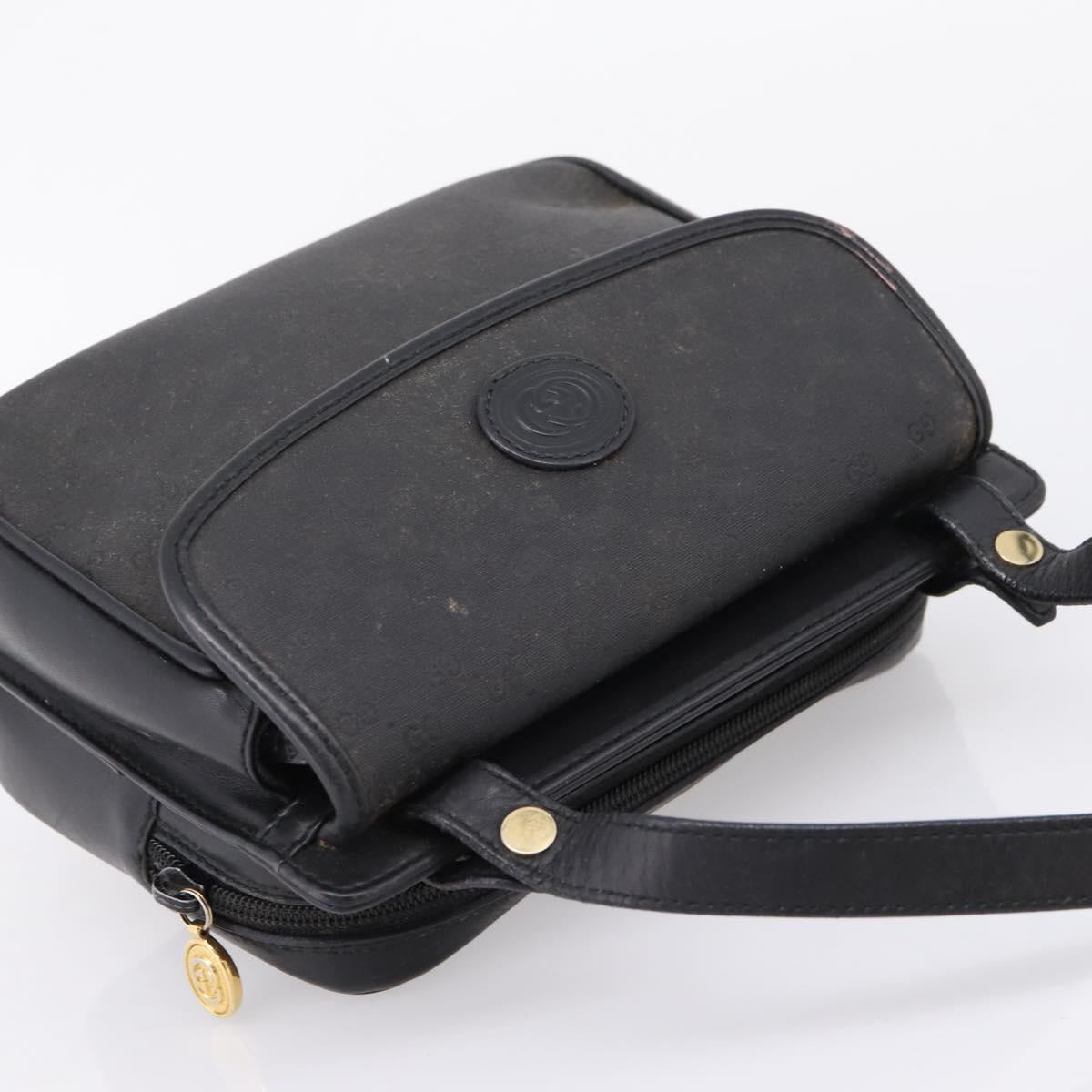 GUCCI Micro GG Supreme Shoulder Bag PVC Black Gold 007 23 0114 Auth 208817