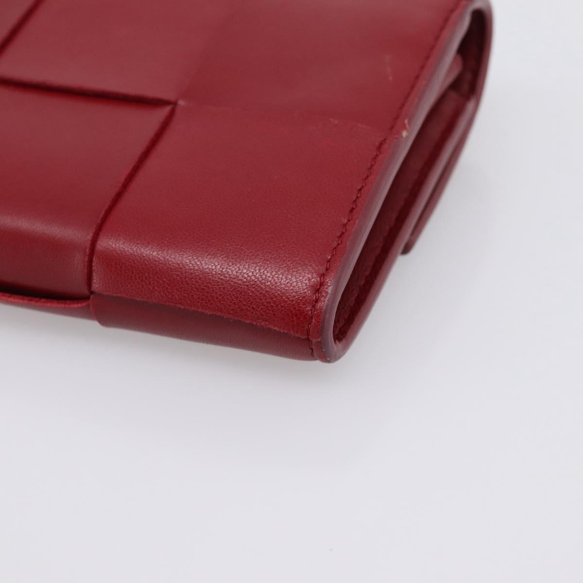 Bottega Veneta MAXI INTRECCIATO Cassette Long Wallet Leather Red Auth 208830V