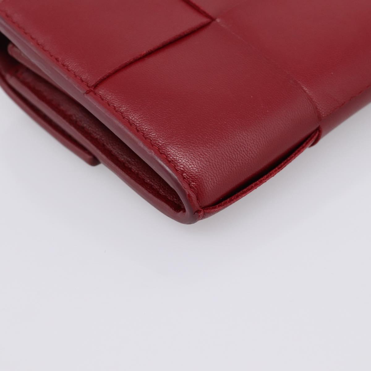 Bottega Veneta MAXI INTRECCIATO Cassette Long Wallet Leather Red Auth 208830V