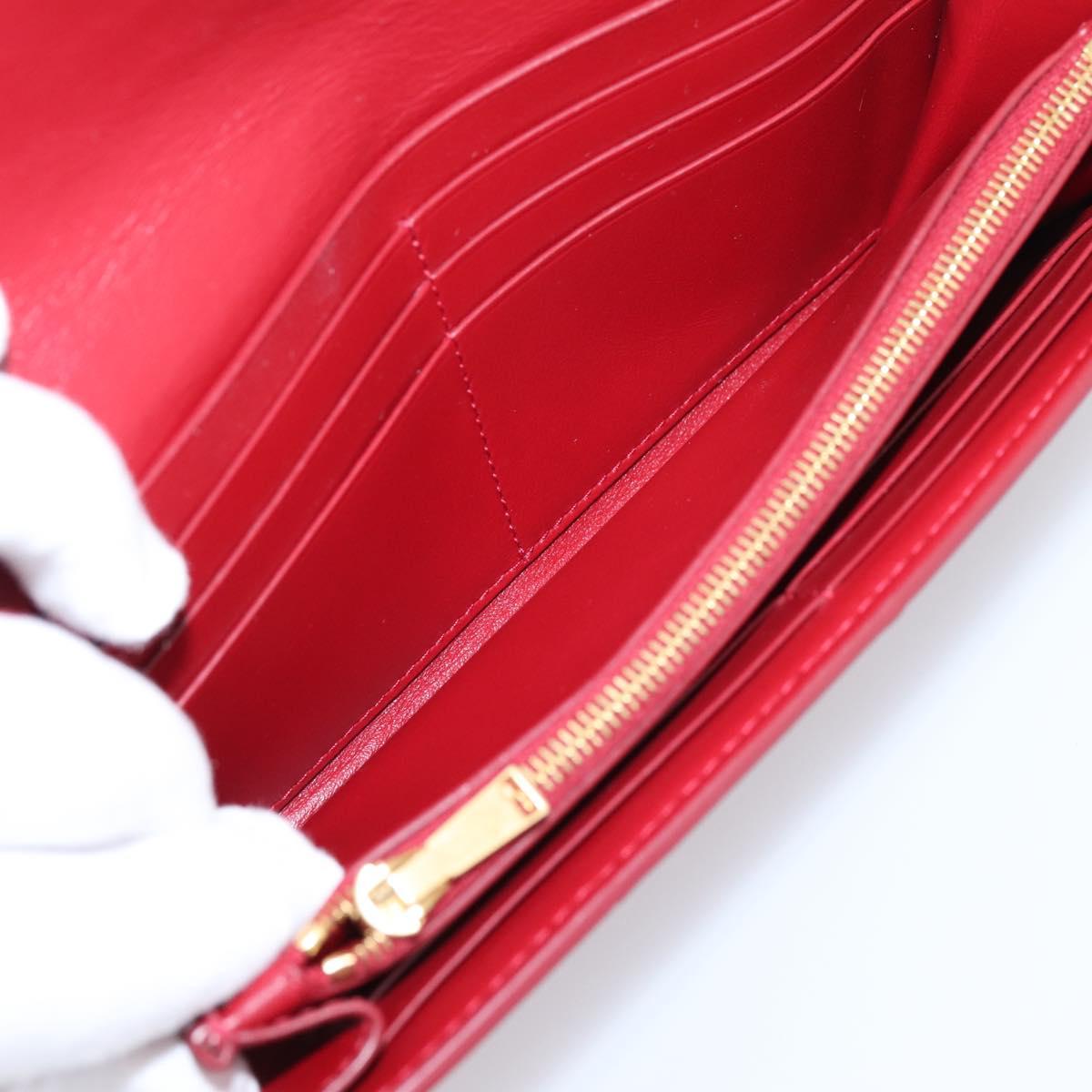Bottega Veneta MAXI INTRECCIATO Cassette Long Wallet Leather Red Auth 208830V
