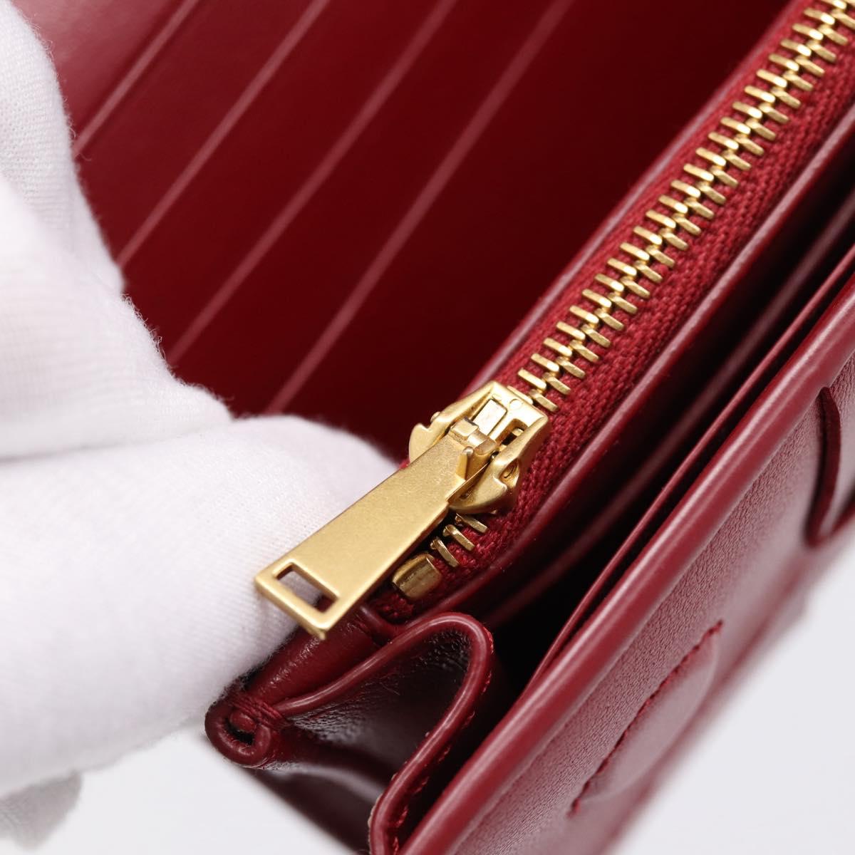 Bottega Veneta MAXI INTRECCIATO Cassette Long Wallet Leather Red Auth 208830V