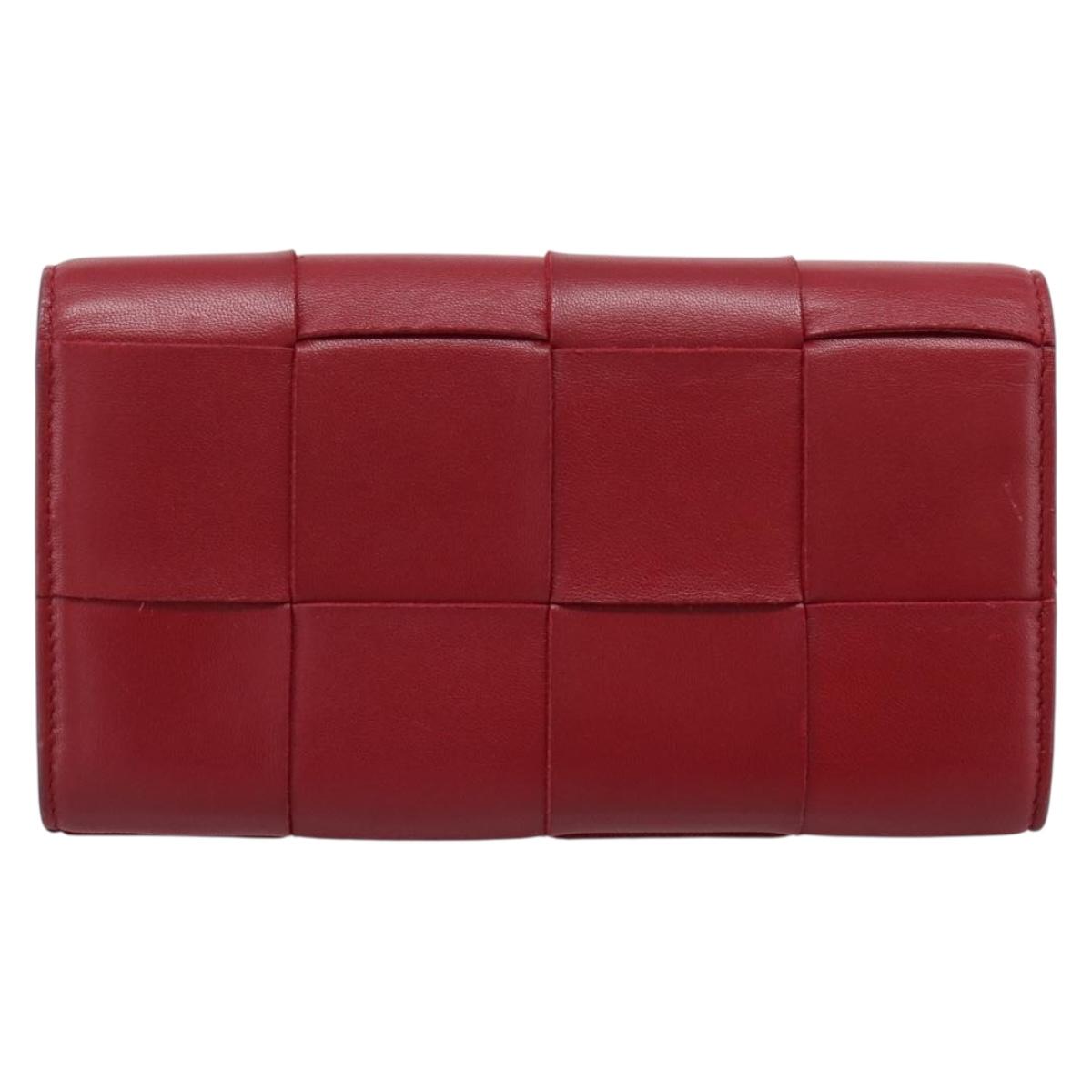 Bottega Veneta MAXI INTRECCIATO Cassette Long Wallet Leather Red Auth 208830V