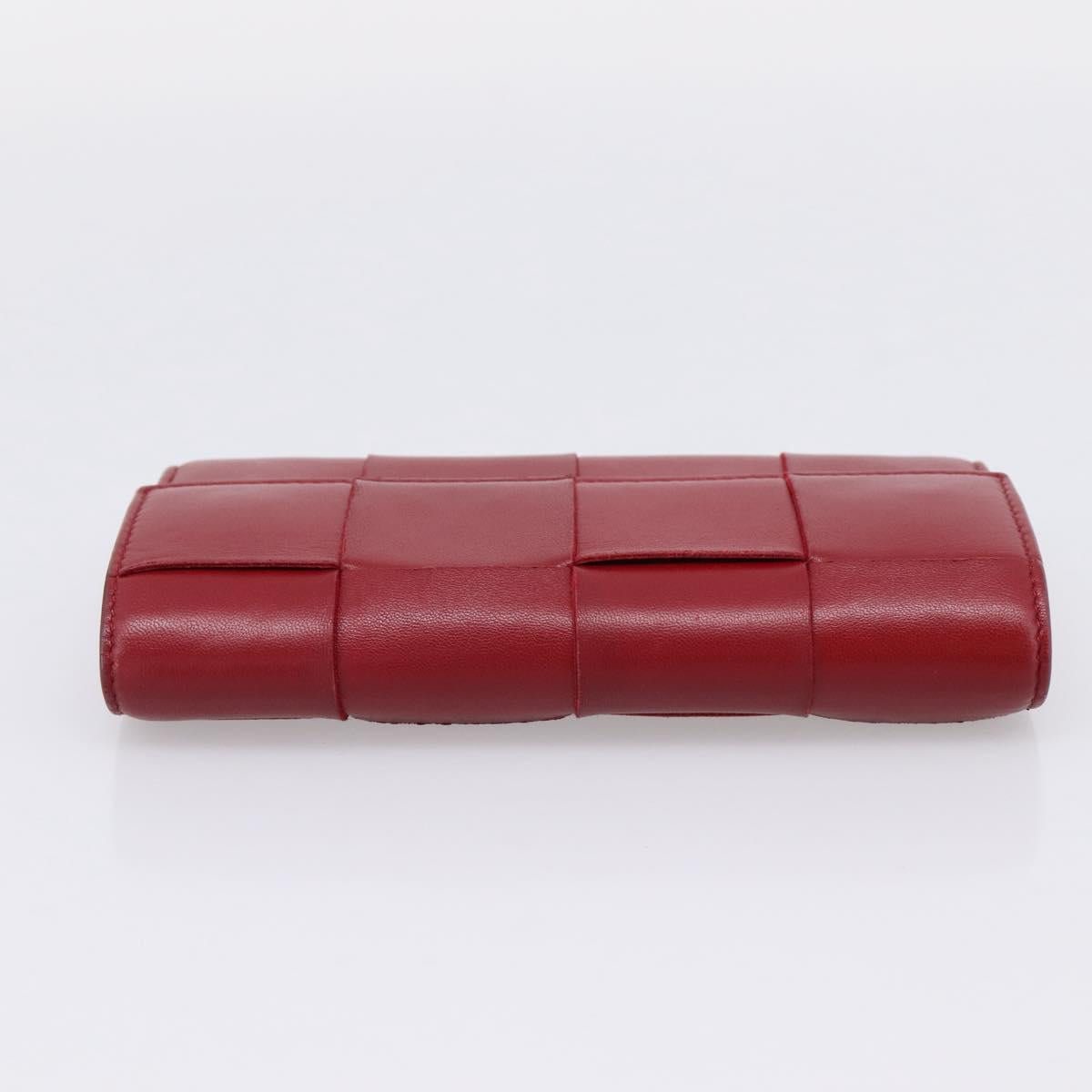 Bottega Veneta MAXI INTRECCIATO Cassette Long Wallet Leather Red Auth 208830V