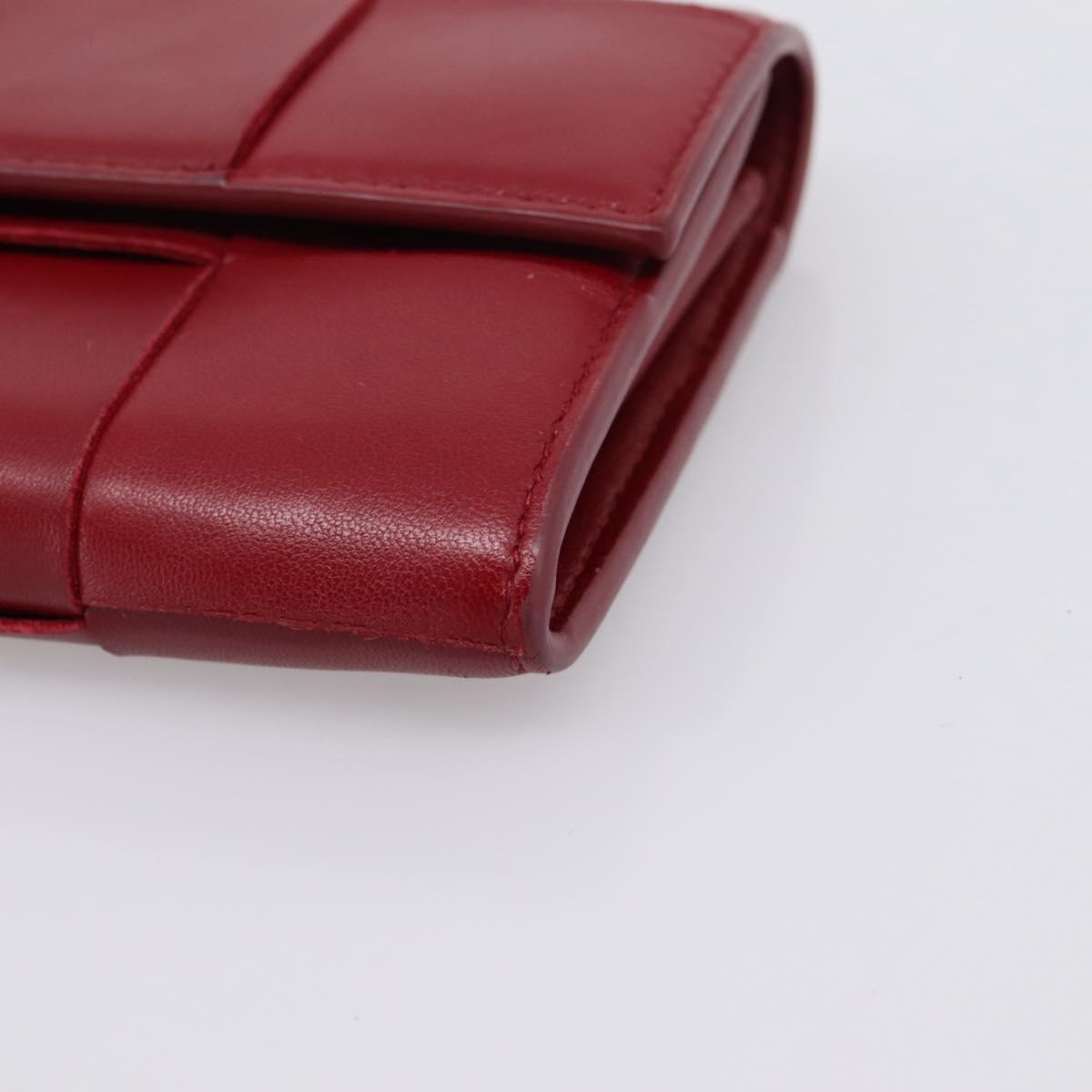 Bottega Veneta MAXI INTRECCIATO Cassette Long Wallet Leather Red Auth 208830V