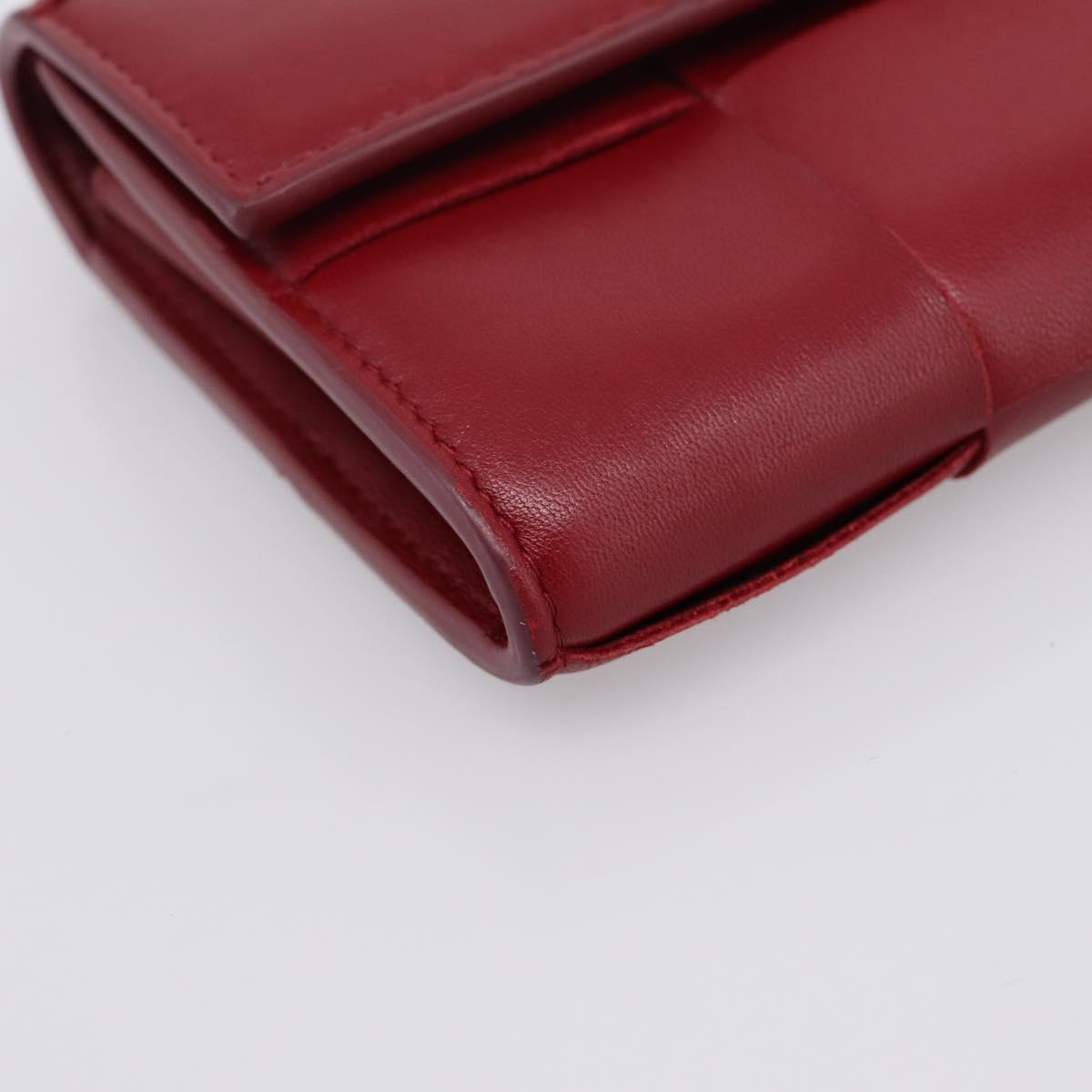 Bottega Veneta MAXI INTRECCIATO Cassette Long Wallet Leather Red Auth 208830V