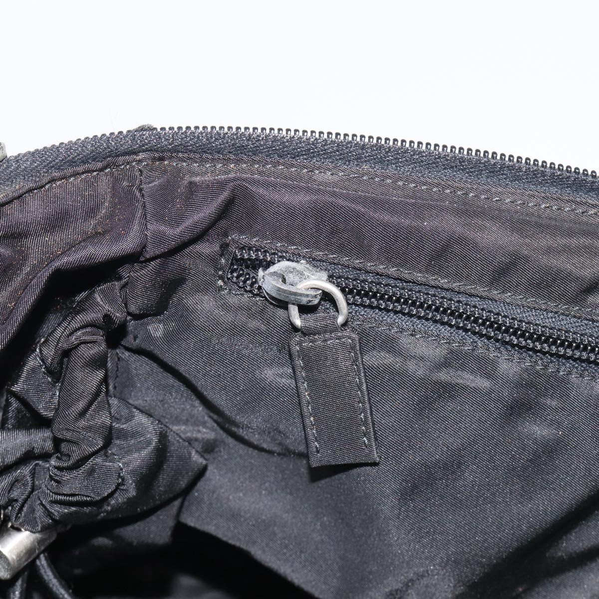 PRADA Hand Bag Nylon 2way Black Silver Auth 208832