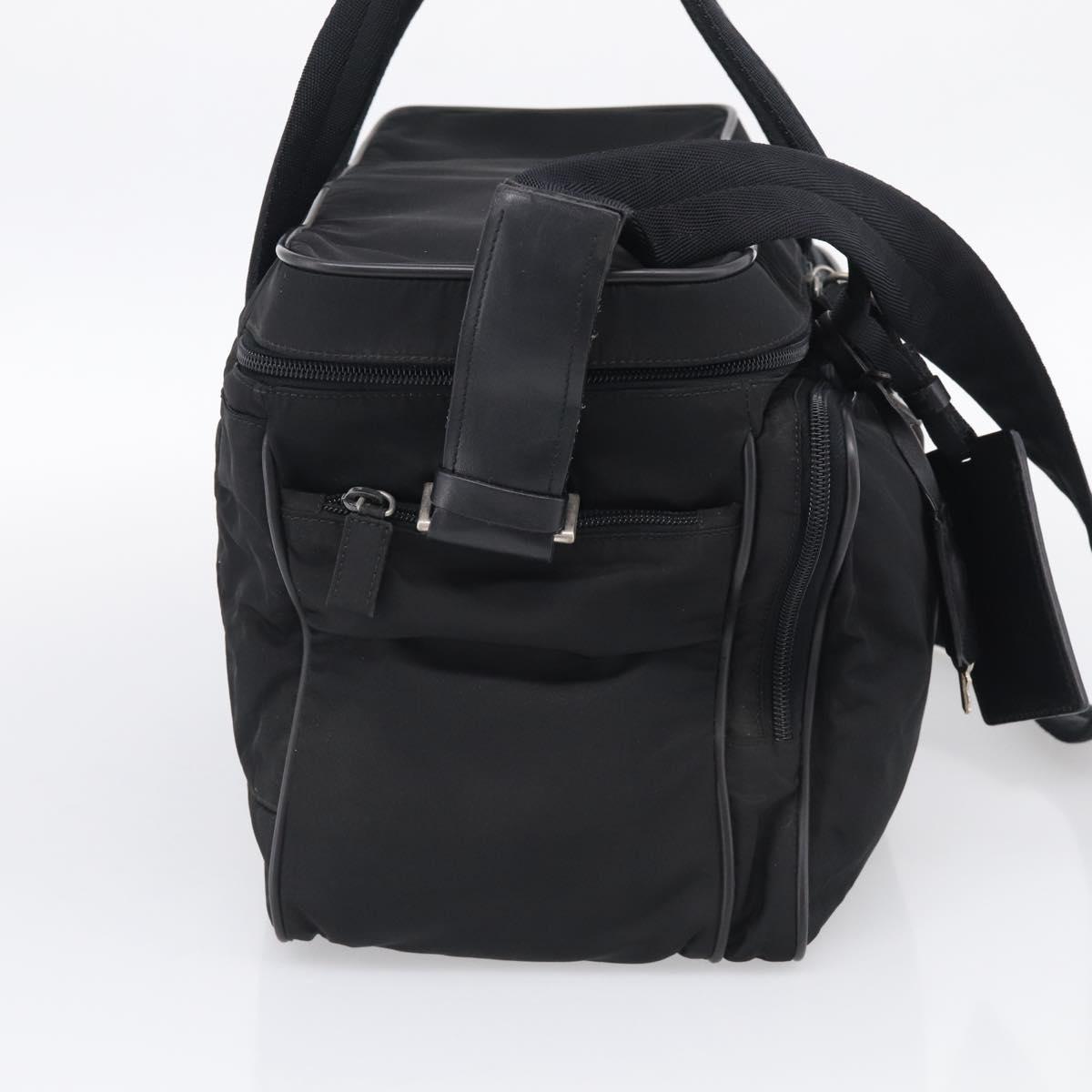 PRADA Hand Bag Nylon 2way Black Silver Auth 208832