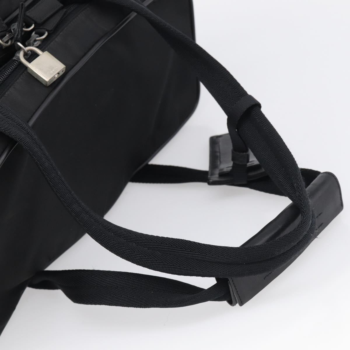 PRADA Hand Bag Nylon 2way Black Silver Auth 208832