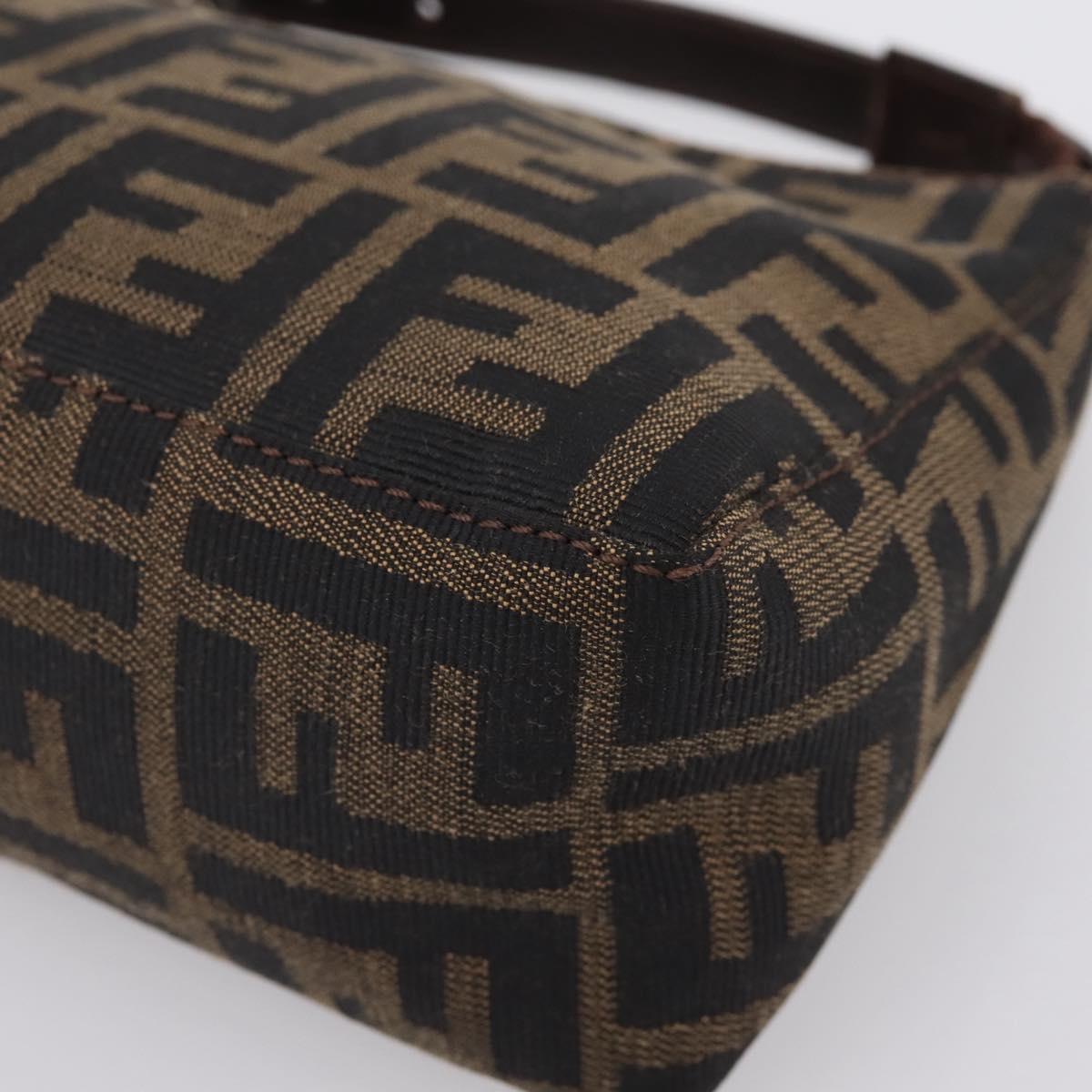 FENDI Zucca Canvas Pouch Black Silver Auth 208837