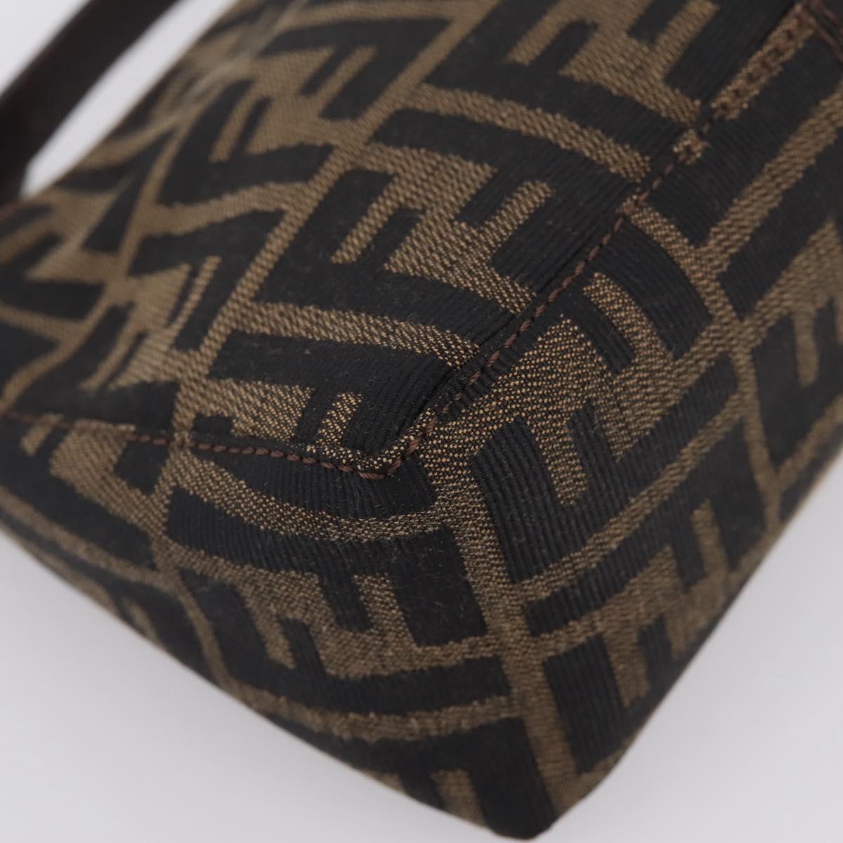 FENDI Zucca Canvas Pouch Black Silver Auth 208837