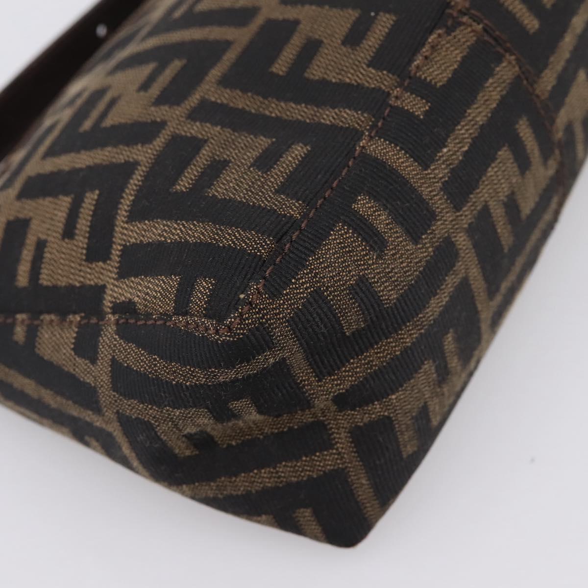 FENDI Zucca Canvas Pouch Black Silver Auth 208837