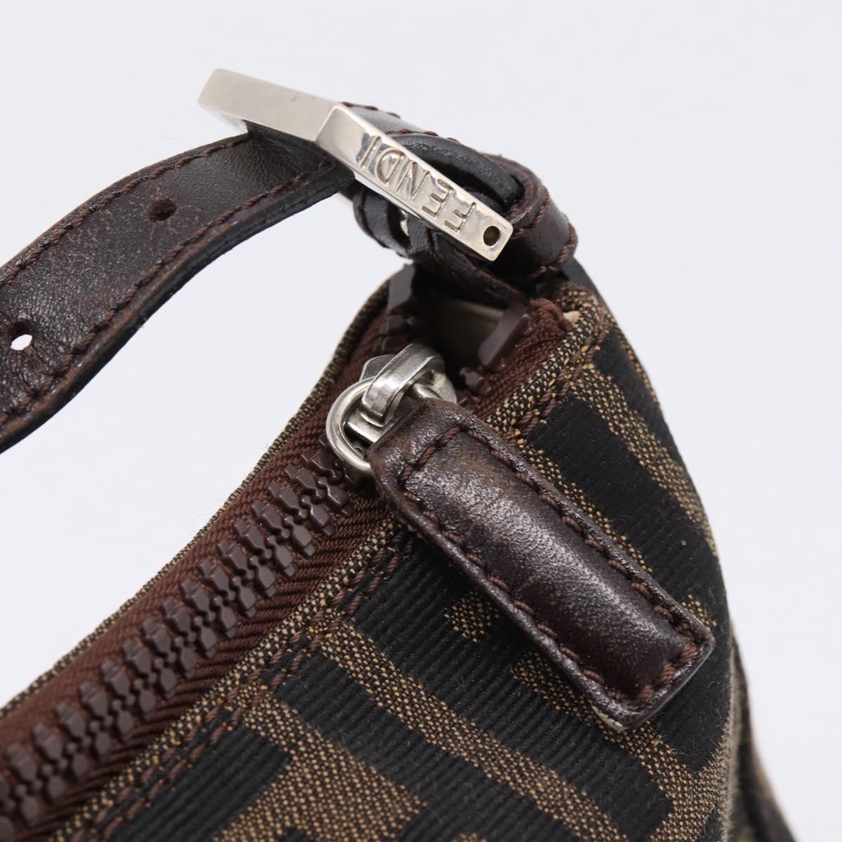 FENDI Zucca Canvas Pouch Black Silver Auth 208837