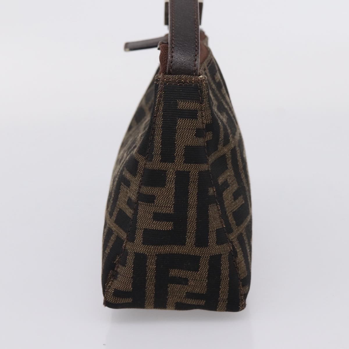 FENDI Zucca Canvas Pouch Black Silver Auth 208837