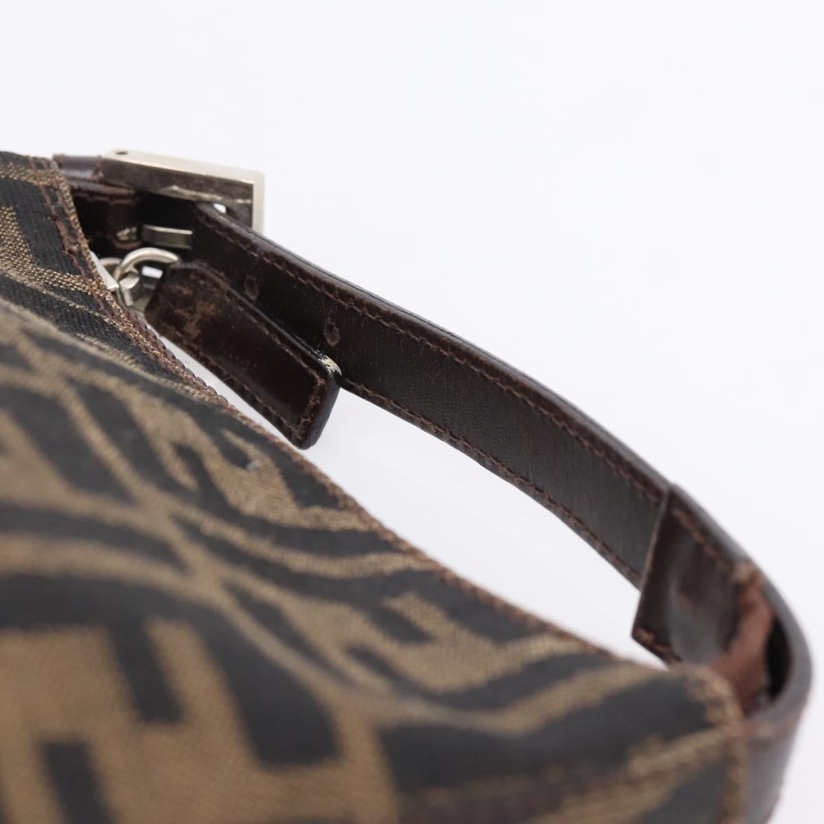FENDI Zucca Canvas Pouch Black Silver Auth 208837