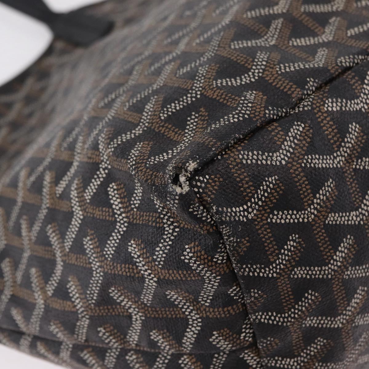 Goyard Herringbone Saint Louis PM Tote Bag PVC Black Auth 208846A