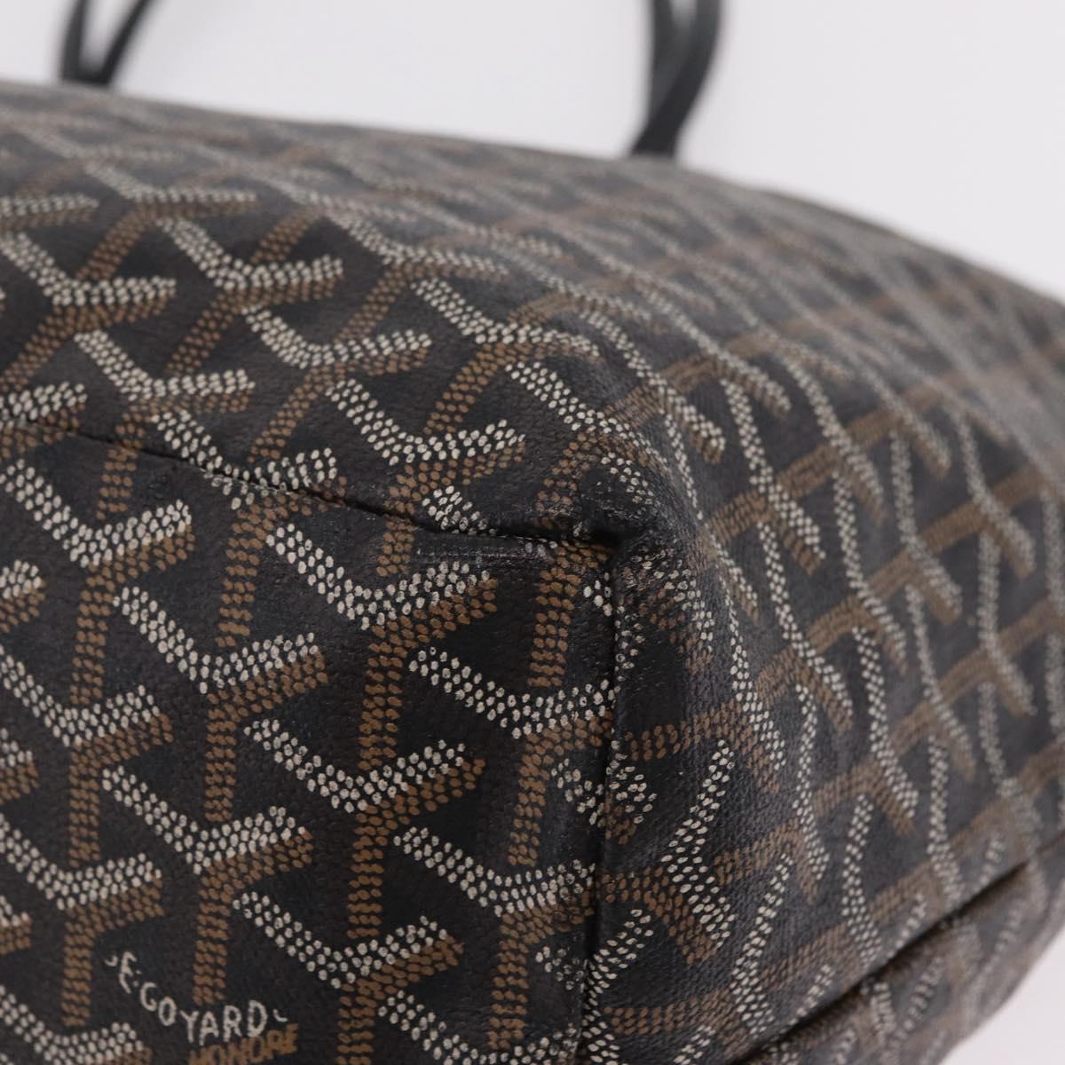 Goyard Herringbone Saint Louis PM Tote Bag PVC Black Auth 208846A
