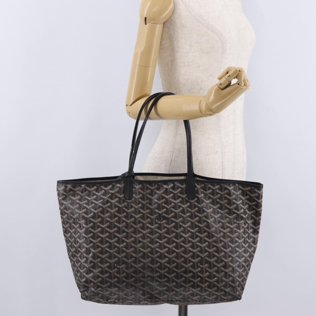 Goyard Herringbone Saint Louis PM Tote Bag PVC Black Auth 208846A