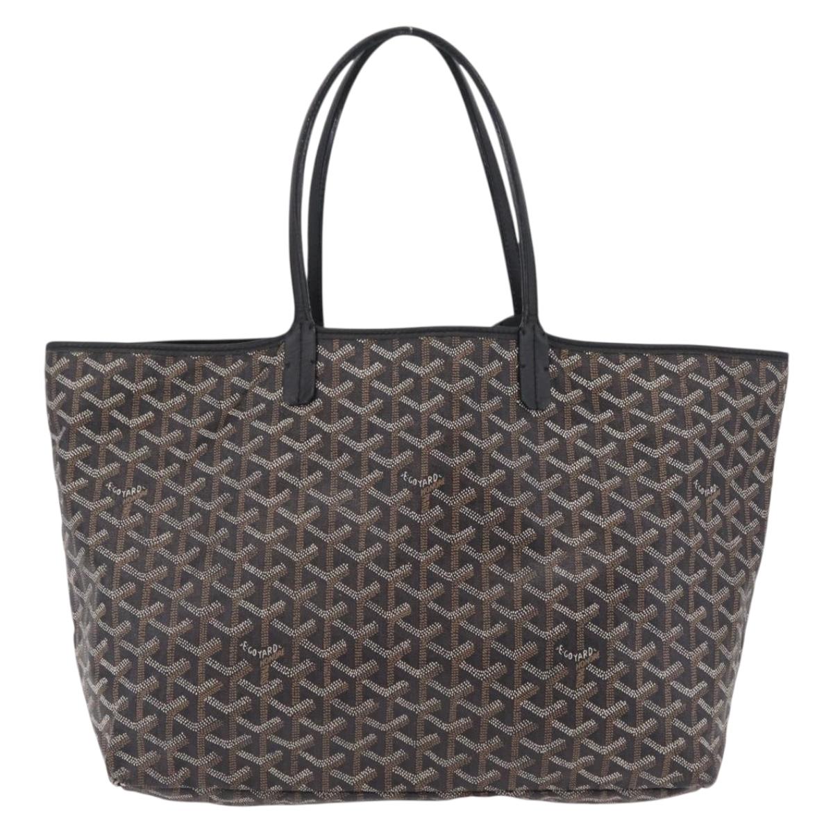 Goyard Herringbone Saint Louis PM Tote Bag PVC Black Auth 208846A