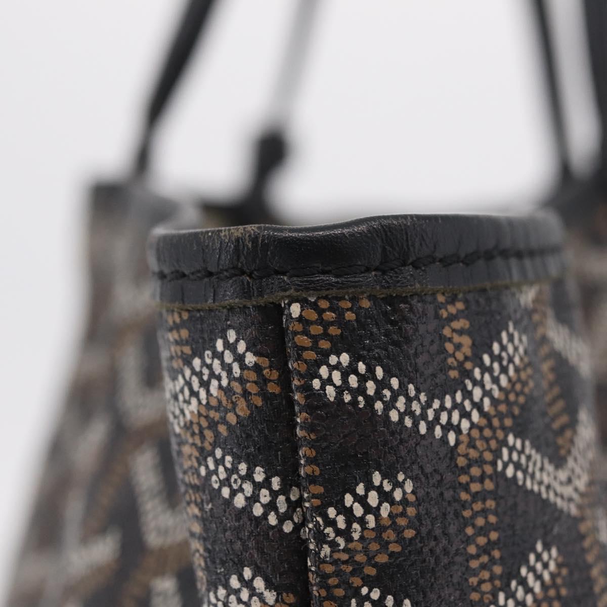 Goyard Herringbone Saint Louis PM Tote Bag PVC Black Auth 208846A