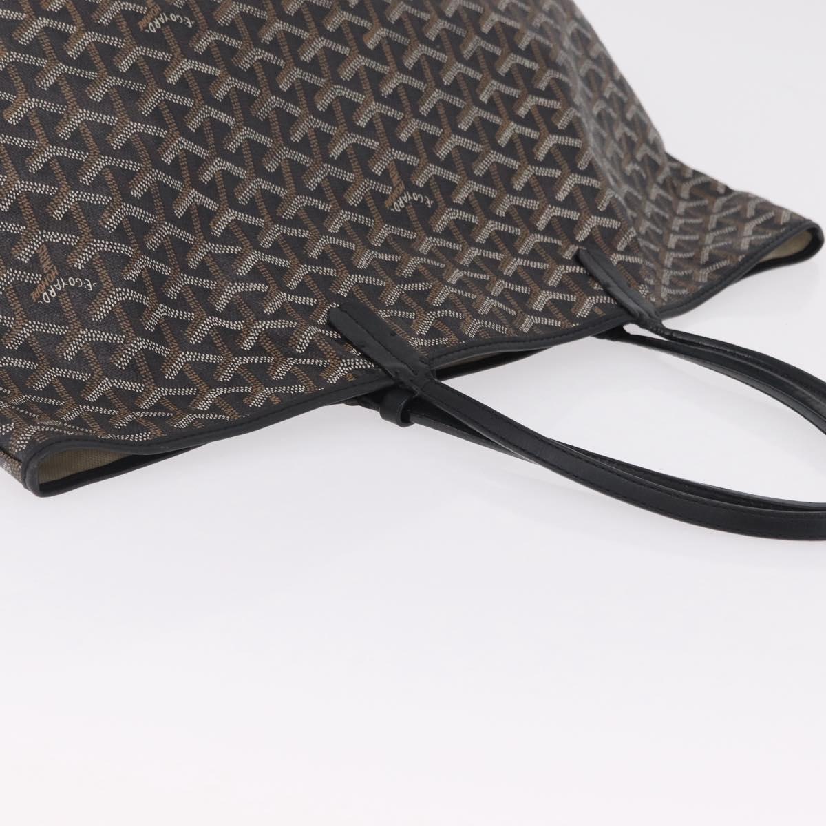 Goyard Herringbone Saint Louis PM Tote Bag PVC Black Auth 208846A