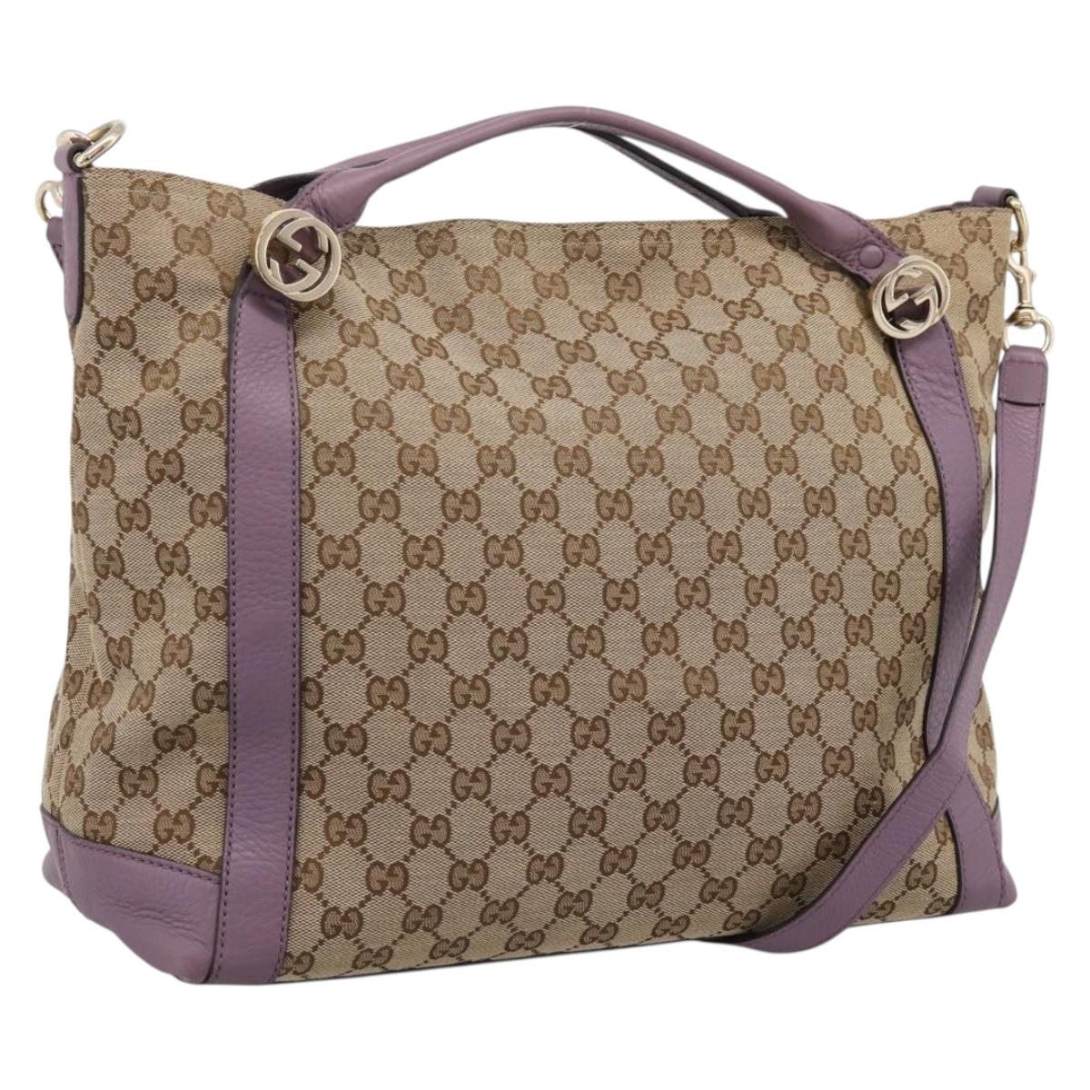 GUCCI GG Canvas GG Twins Shoulder Bag Beige Gold Tone 323675 Auth 208847V