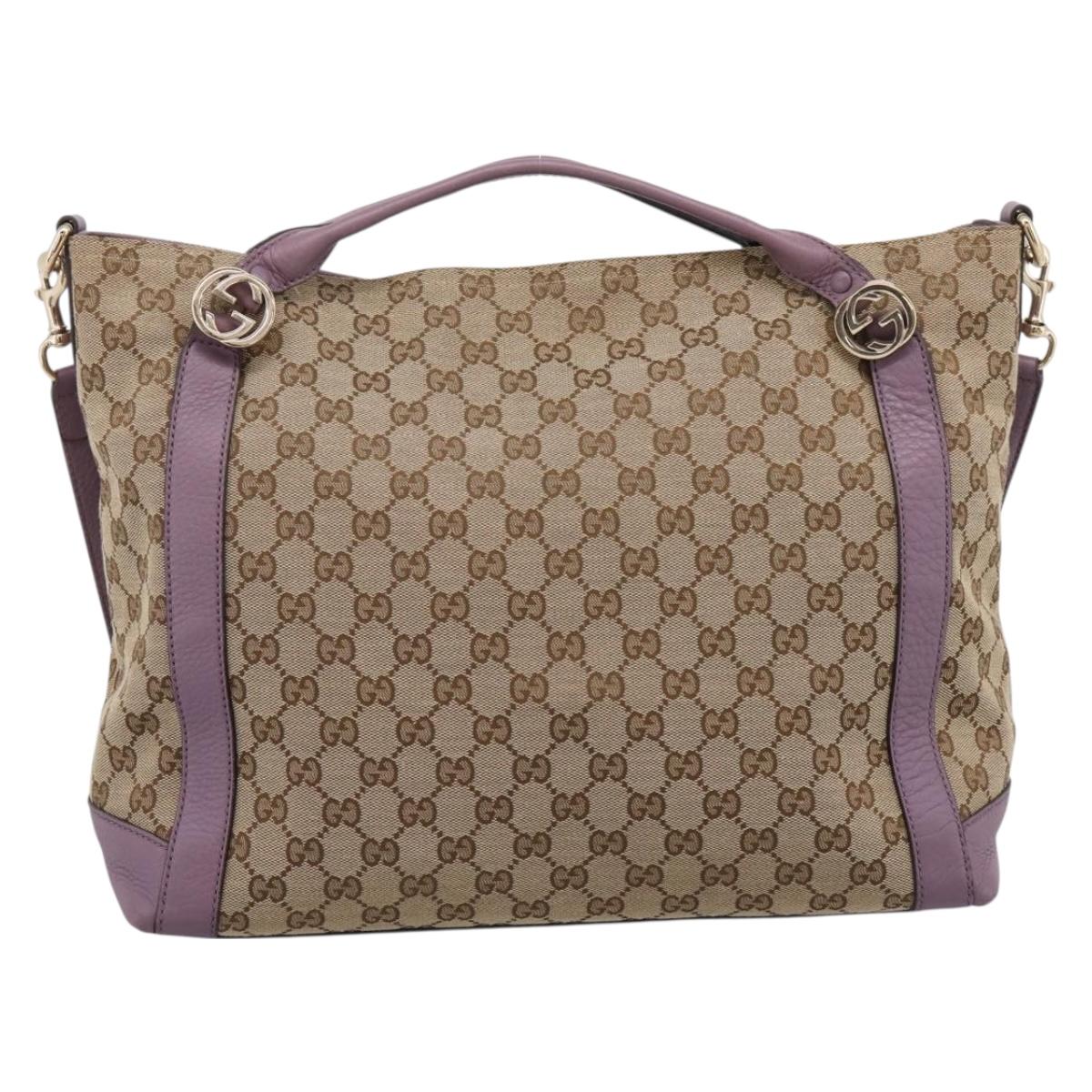 GUCCI GG Canvas GG Twins Shoulder Bag Beige Gold Tone 323675 Auth 208847V