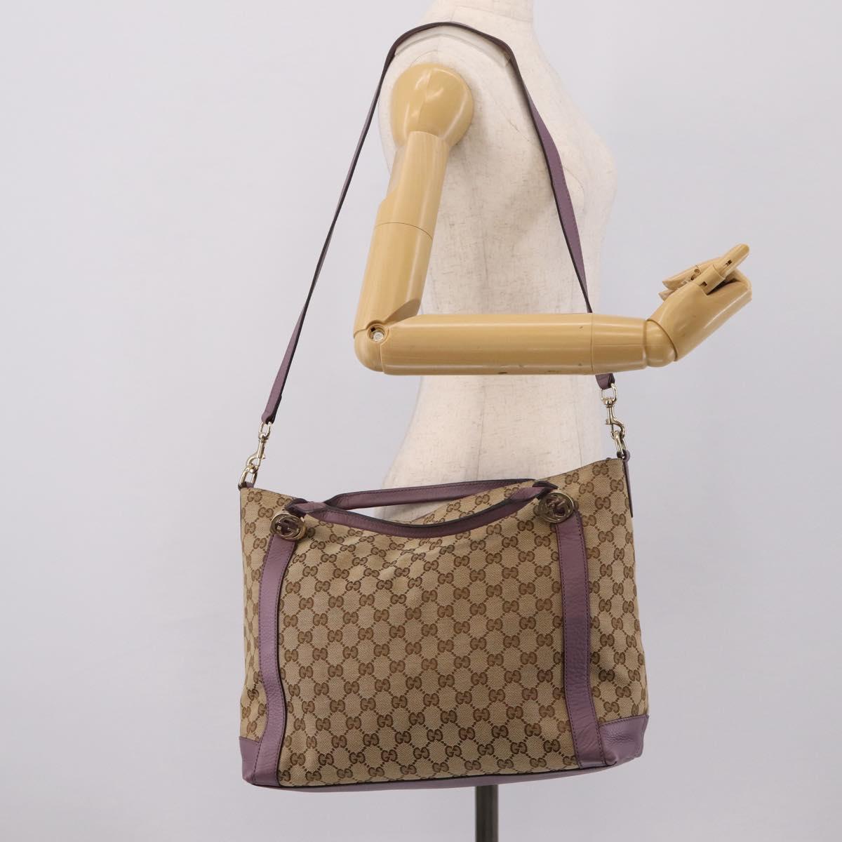 GUCCI GG Canvas GG Twins Shoulder Bag Beige Gold Tone 323675 Auth 208847V
