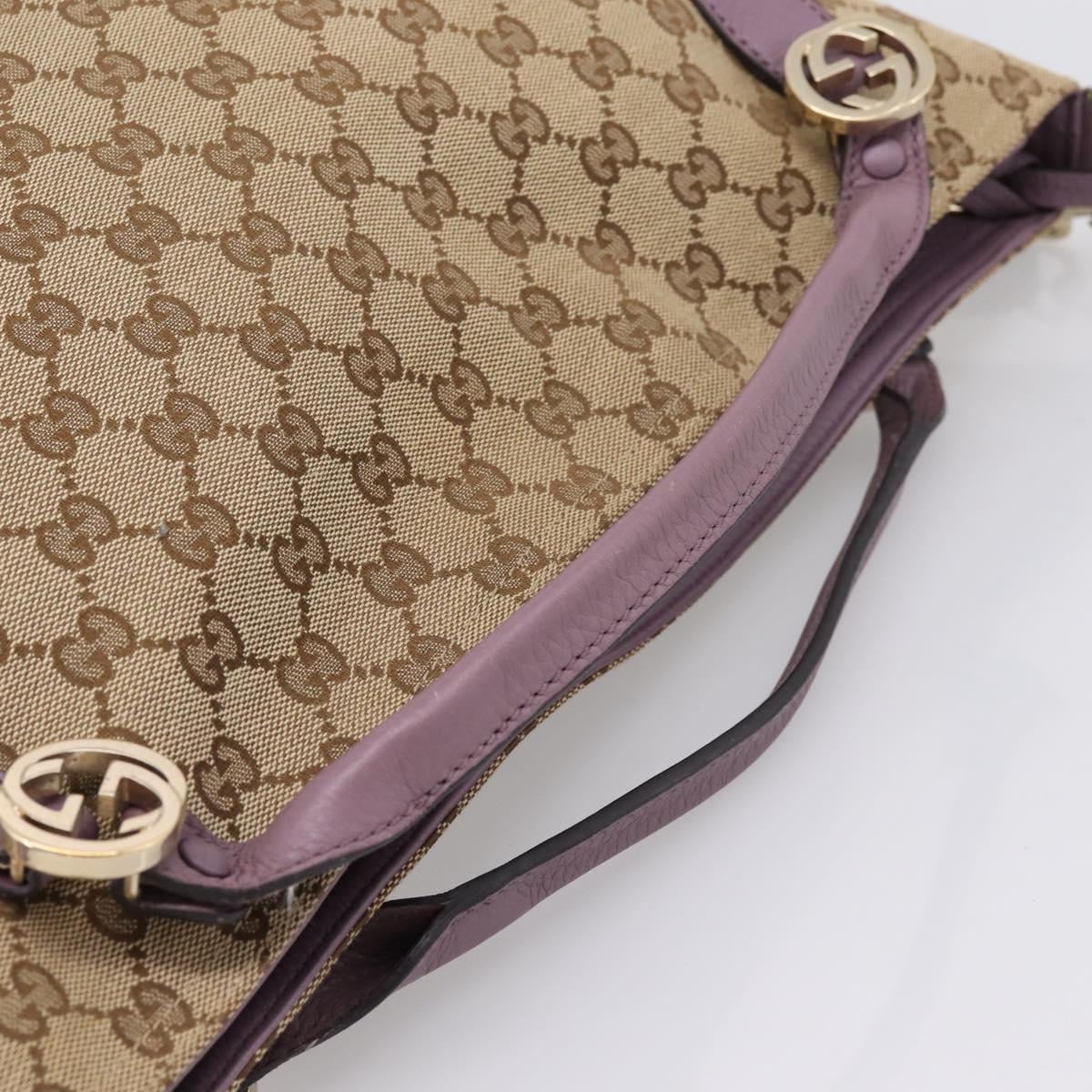GUCCI GG Canvas GG Twins Shoulder Bag Beige Gold Tone 323675 Auth 208847V