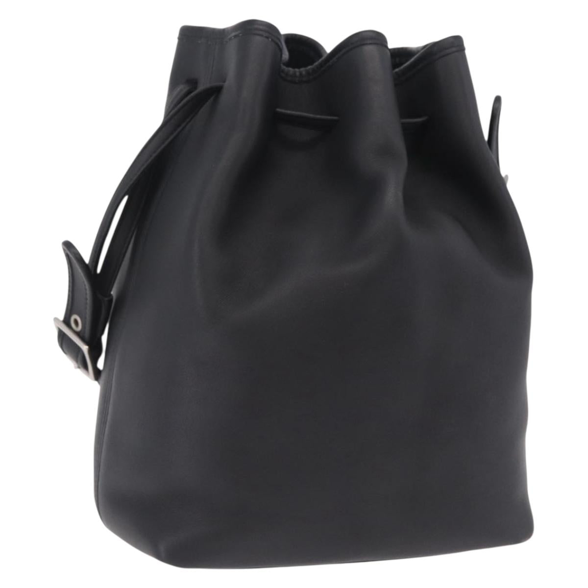 Coach Shoulder Bag Leather Black Silver Auth 208849A