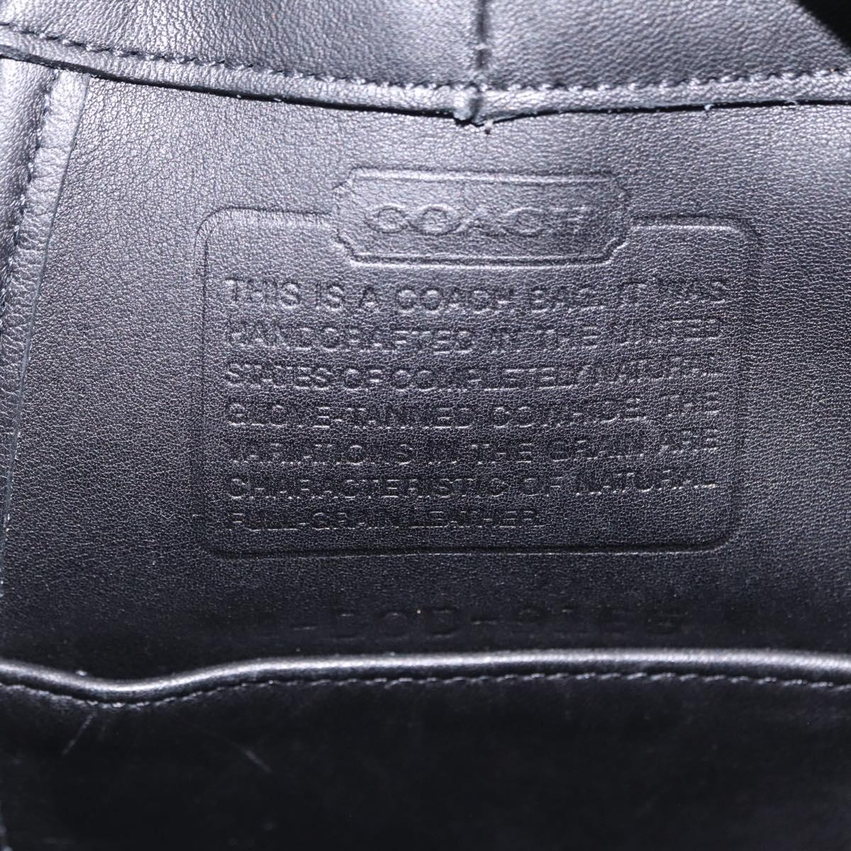 Coach Shoulder Bag Leather Black Silver Auth 208849A