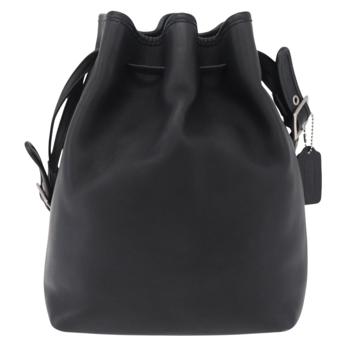 Coach Shoulder Bag Leather Black Silver Auth 208849A