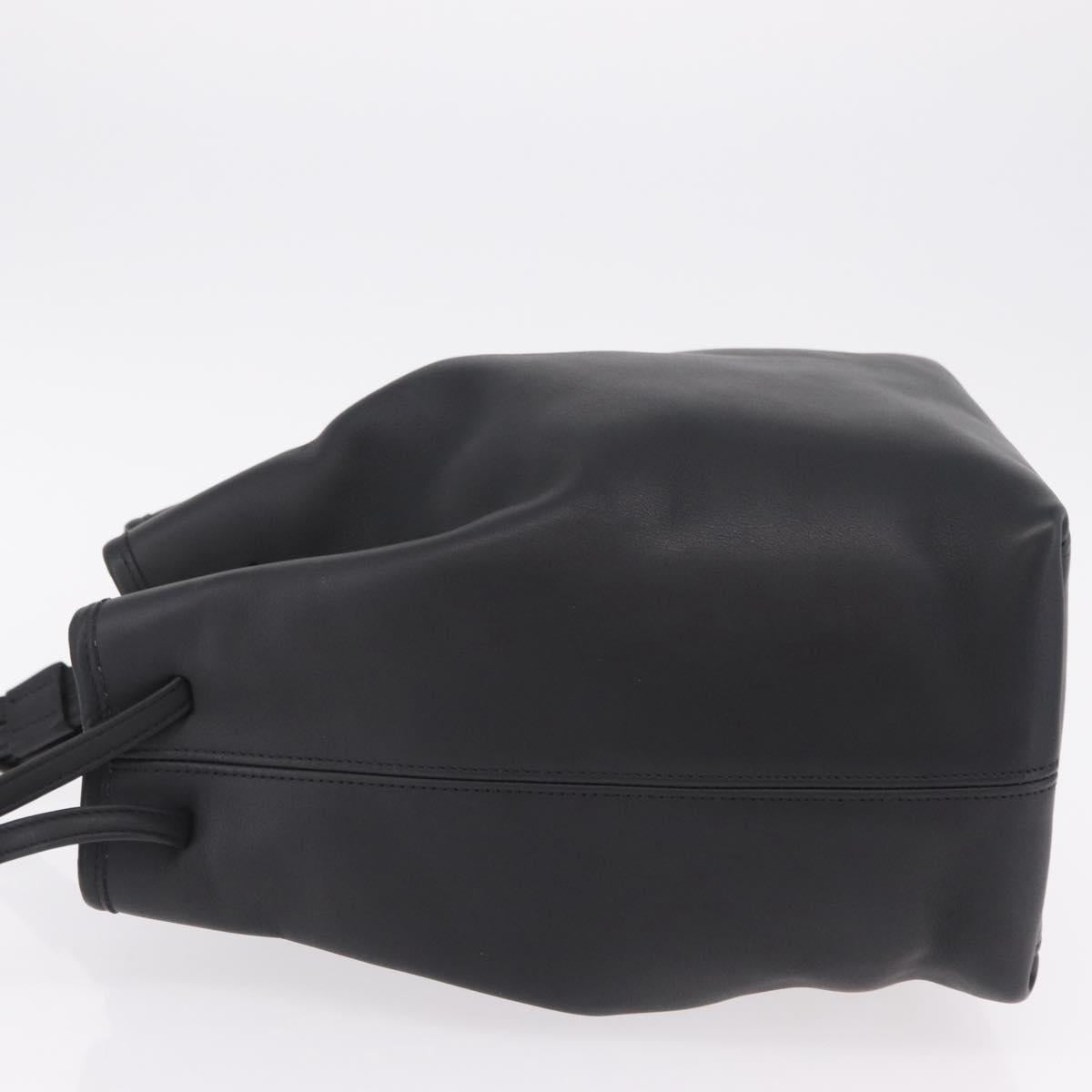 Coach Shoulder Bag Leather Black Silver Auth 208849A