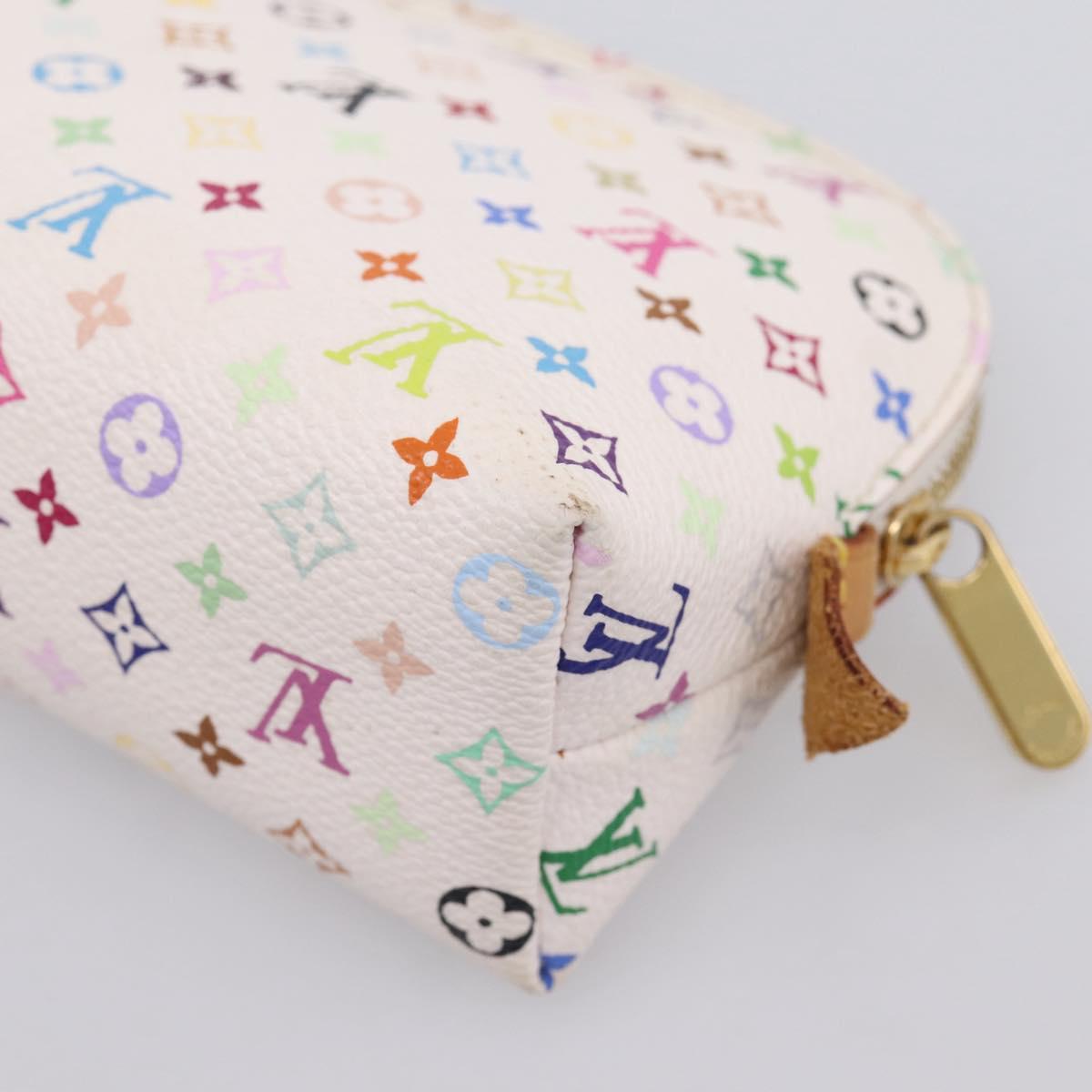 LOUIS VUITTON Monogram Multicolor Pochette Cosmetic PM White M47354 Auth 208855A