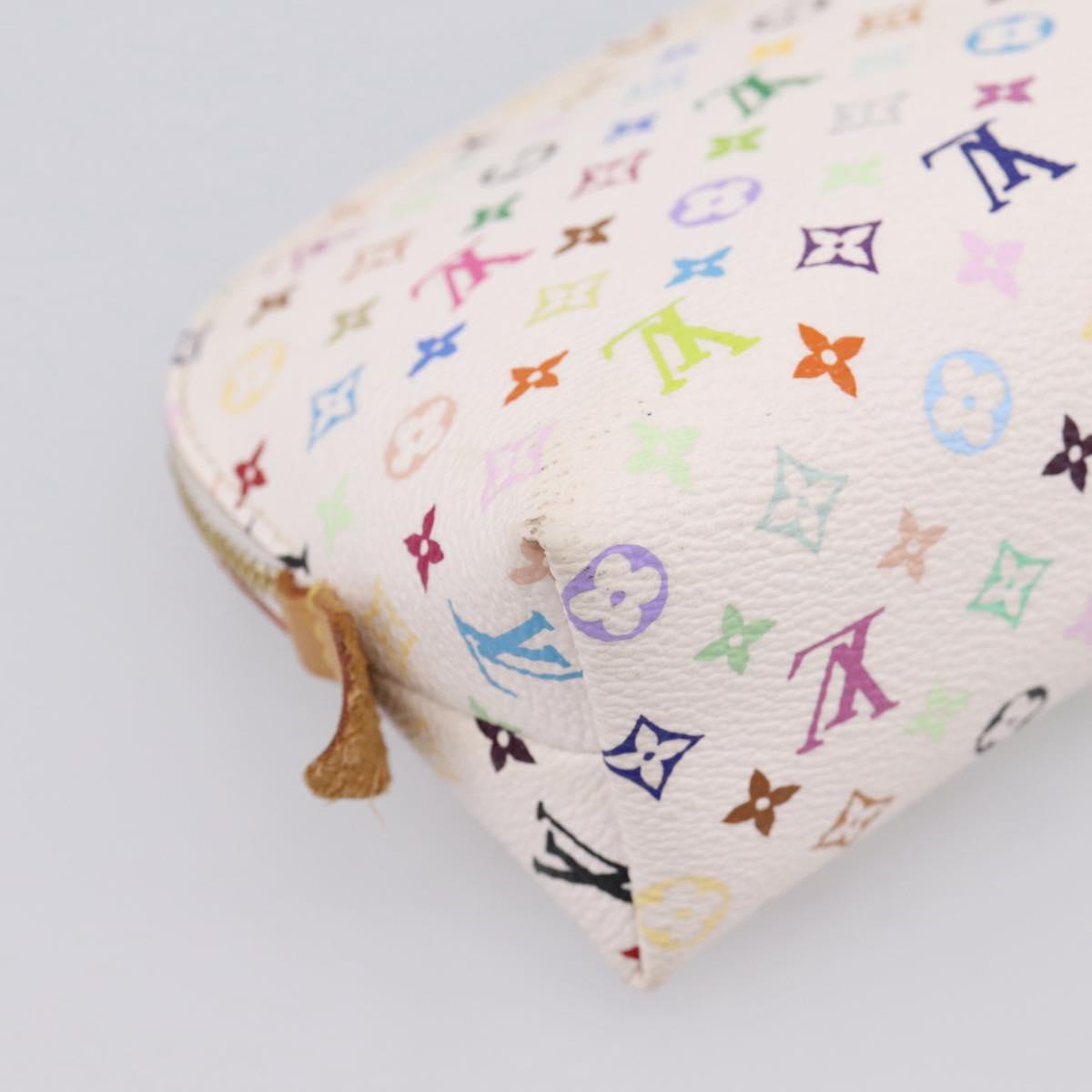 LOUIS VUITTON Monogram Multicolor Pochette Cosmetic PM White M47354 Auth 208855A