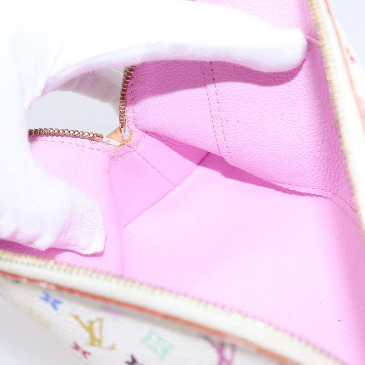 LOUIS VUITTON Monogram Multicolor Pochette Cosmetic PM White M47354 Auth 208855A