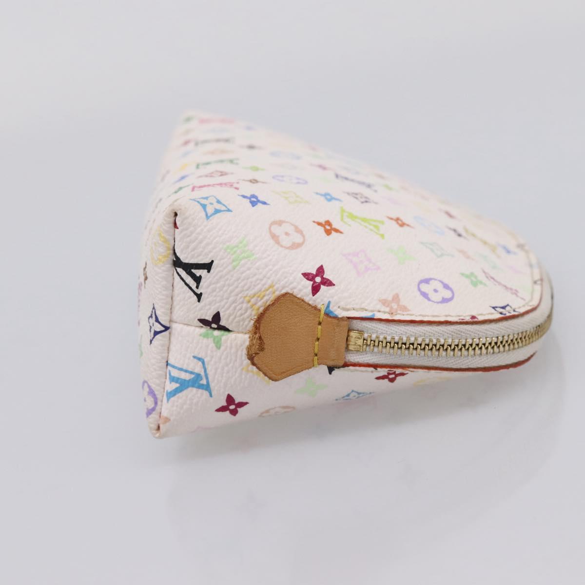 LOUIS VUITTON Monogram Multicolor Pochette Cosmetic PM White M47354 Auth 208855A