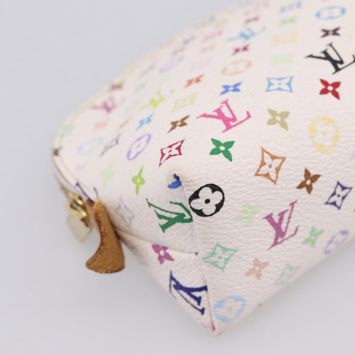 LOUIS VUITTON Monogram Multicolor Pochette Cosmetic PM White M47354 Auth 208855A